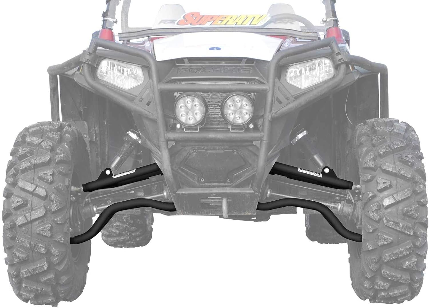 SuperATV – Brazos A negros de 1.5 pulgadas para Polaris RZR S 800 2009-2014  Compatible con neumáticos de hasta 32 pulgadas  Incluye rótulas