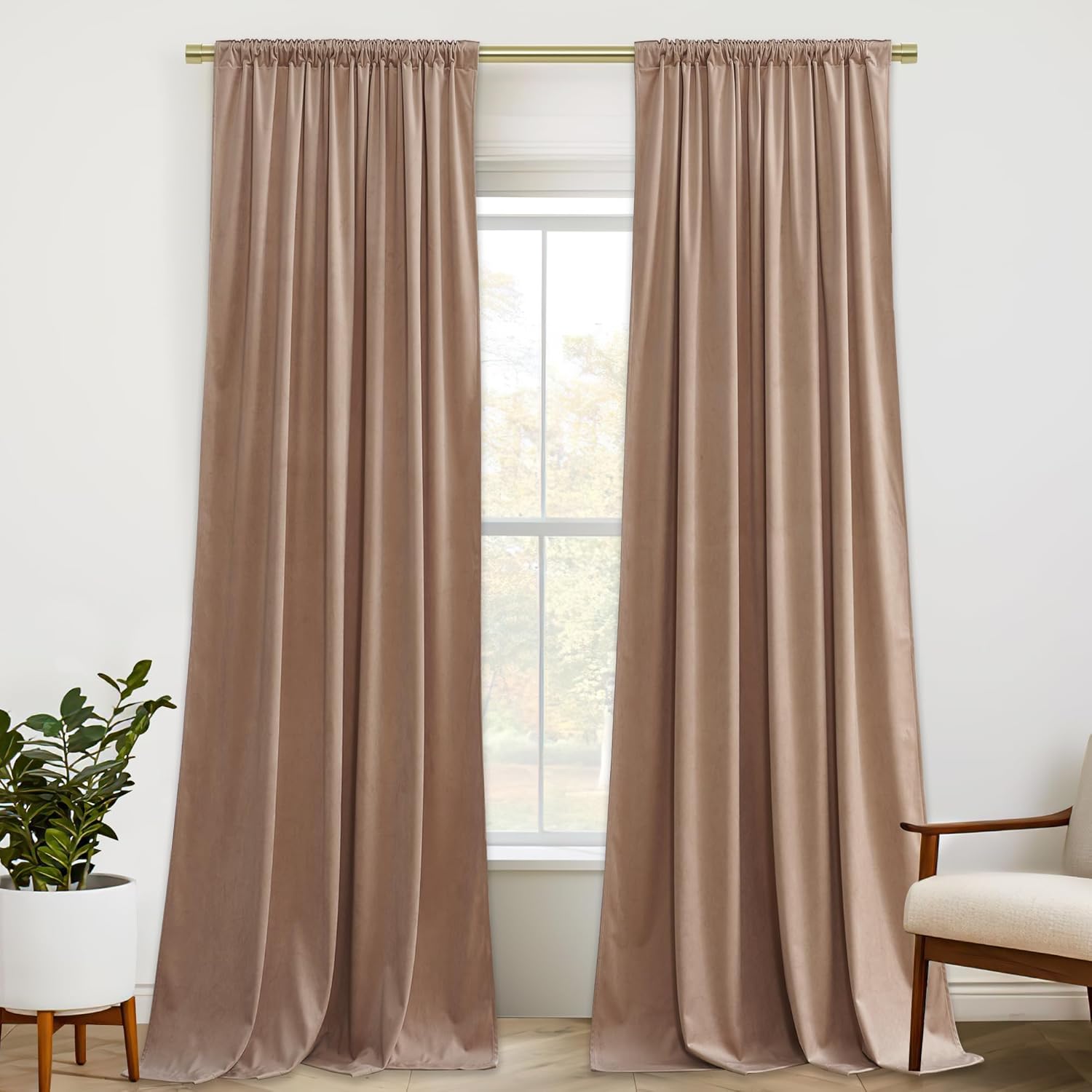 StangH – Cortinas de terciopelo supersuaves para habitación del bebé, dormitorio, sala de estar, comedor, oficina, decoración elegante del hogar, 52