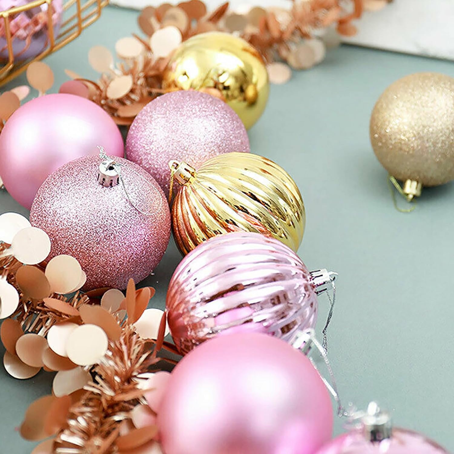 24 adornos para árbol de Navidad, mini bolas de Navidad, pequeñas bolas de plástico inastillables para vacaciones, bodas, fiestas, decoración