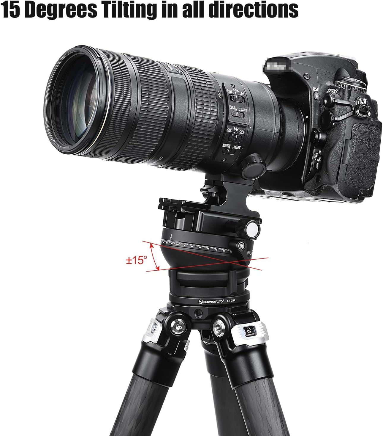 SUNWAYFOTO LB-75R 360 Base de nivelación panorámica Cabezal de trípode 33 lbs (15kg) Capacidad de carga