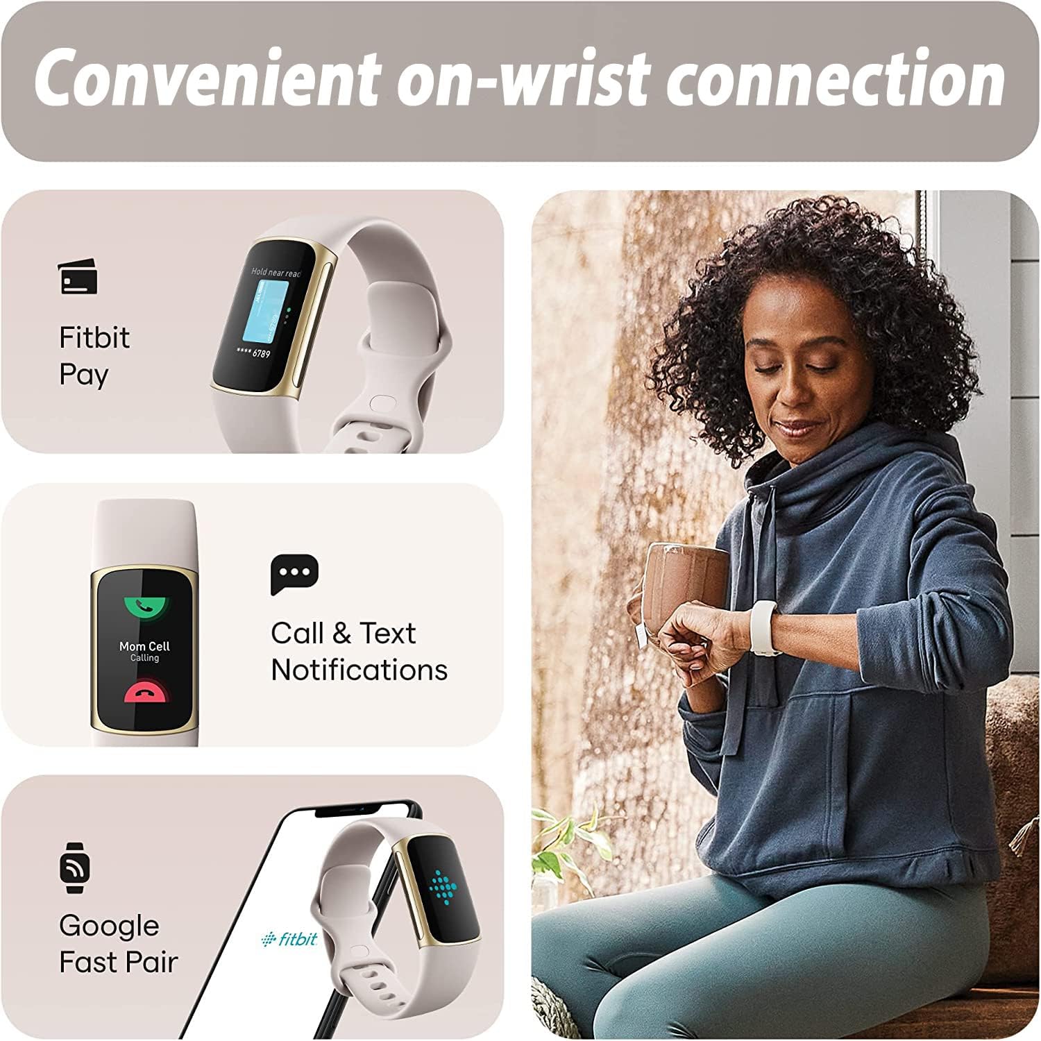 Fitbit Charge 5 Advanced Fitness & Health Tracker (blanco) con GPS integrado, herramientas de gestión de estrés, paquete con 2 correas de reloj,