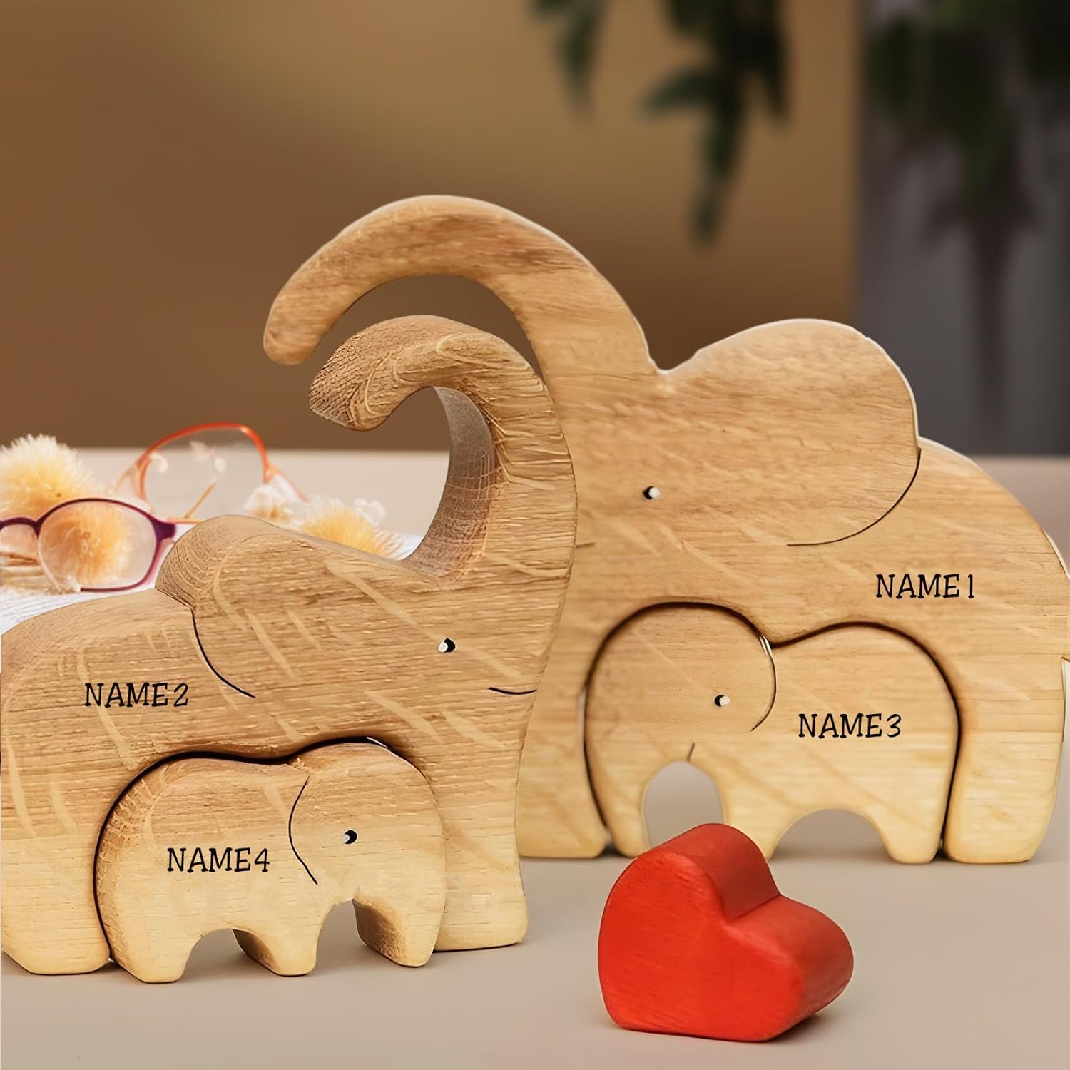 Rompecabezas de madera personalizado para la familia, regalos con nombre, rompecabezas de madera personalizable con 1-8 nombres, pieza decorativa