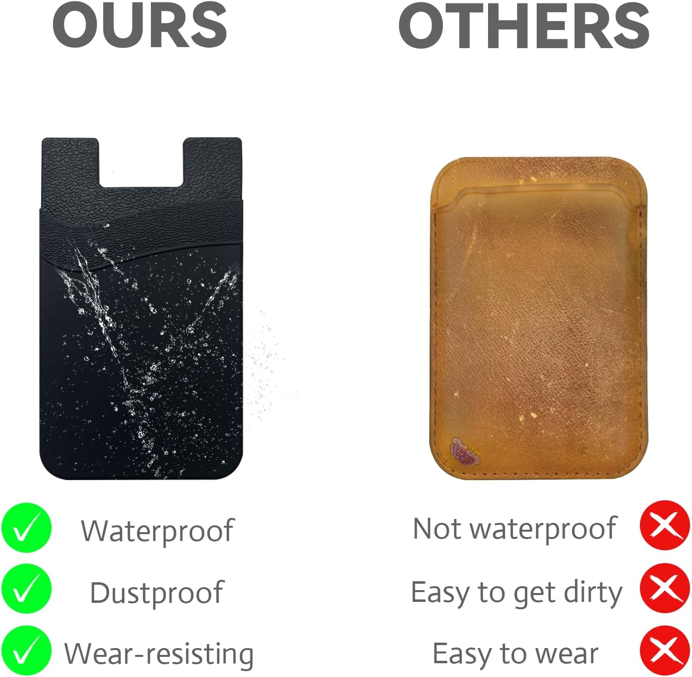 fengchen Práctica y versátil cartera para teléfono celular, se adhiere en la parte posterior del teléfono, bolsillo de silicona de alta calidad con