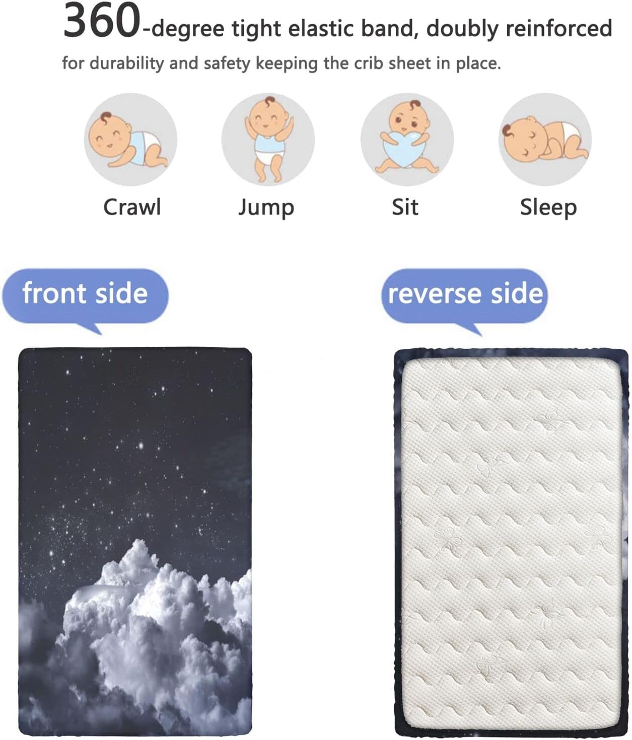 Sábana bajera ajustable para cuna con temática de cielo nocturno, sábana bajera estándar para cuna, material ultrasuave, sábana de colchón para cuna