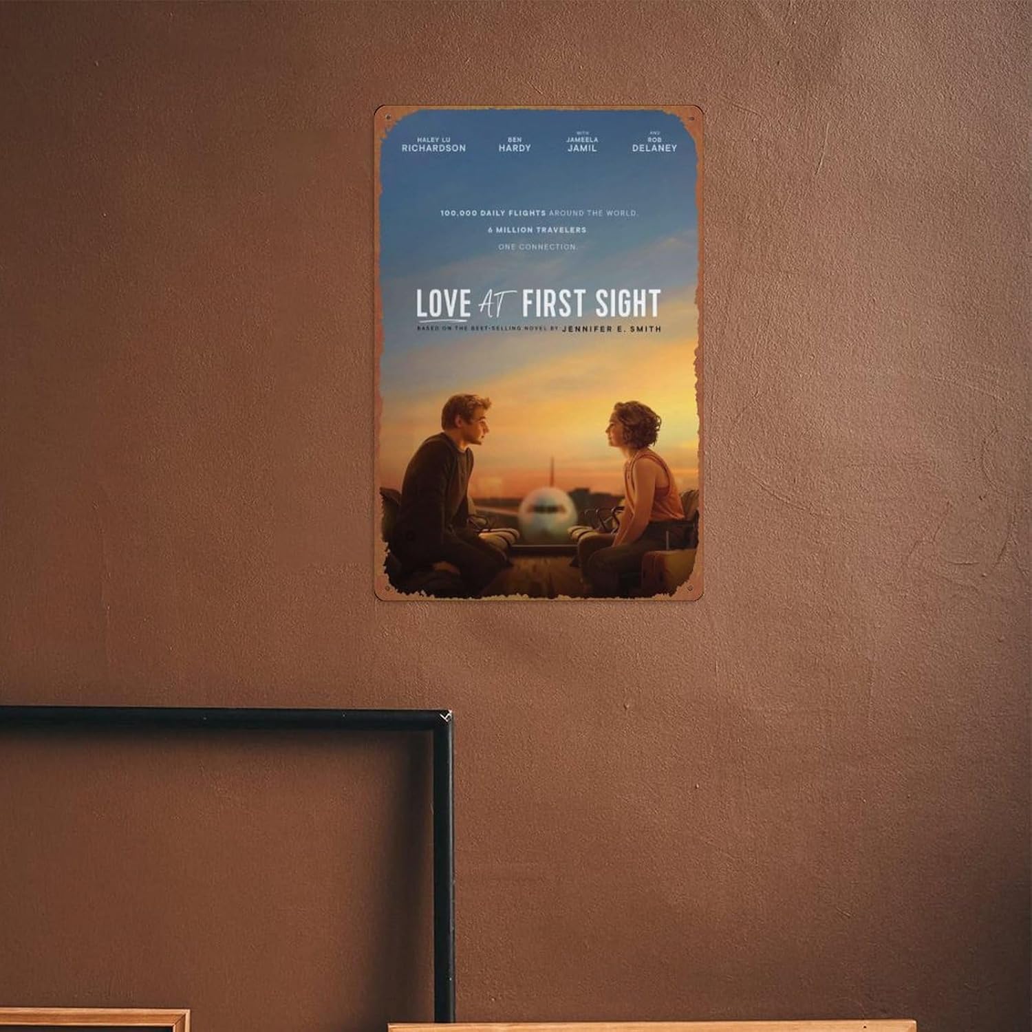 Póster de película Love at First Sight con aspecto vintage, letrero de metal de estaño, decoración de pared, 8 x 12 pulgadas