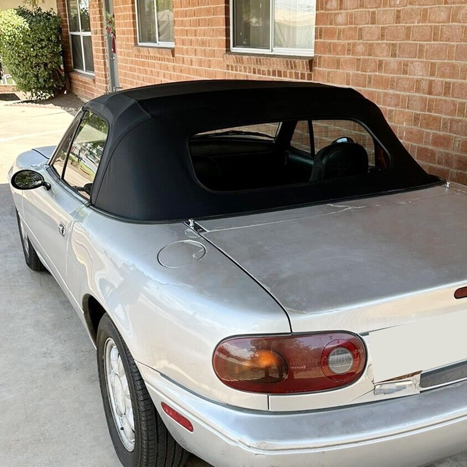 HECASA Parte superior suave convertible compatible con Mazda Miata 1990-2005 con ventana transparente de vidrio calentado, vinilo negro