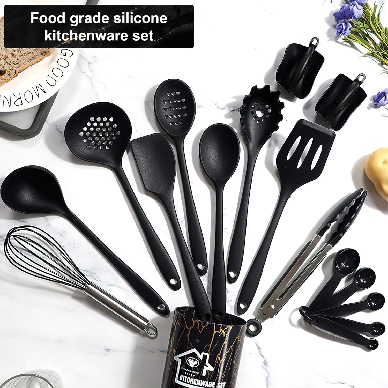 Juego de utensilios de cocina, 18 piezas, juego de utensilios de cocina de silicona, juego de herramientas para utensilios de cocina antiadherentes,