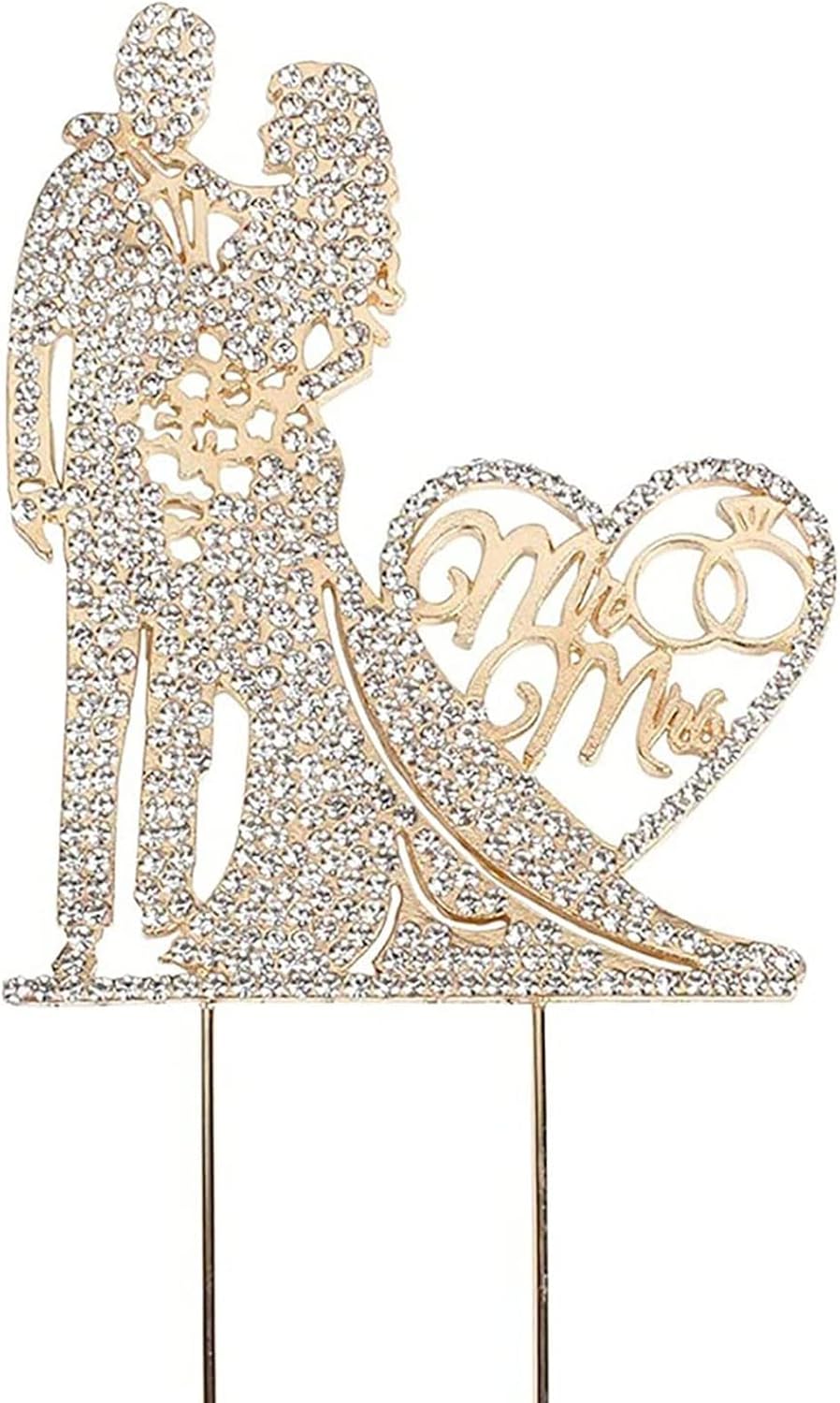 Mr and Mrs – Decoración para tarta de boda, aleación de cristal brillante, diamantes de imitación para novia y novio, corazón de amor, para boda,