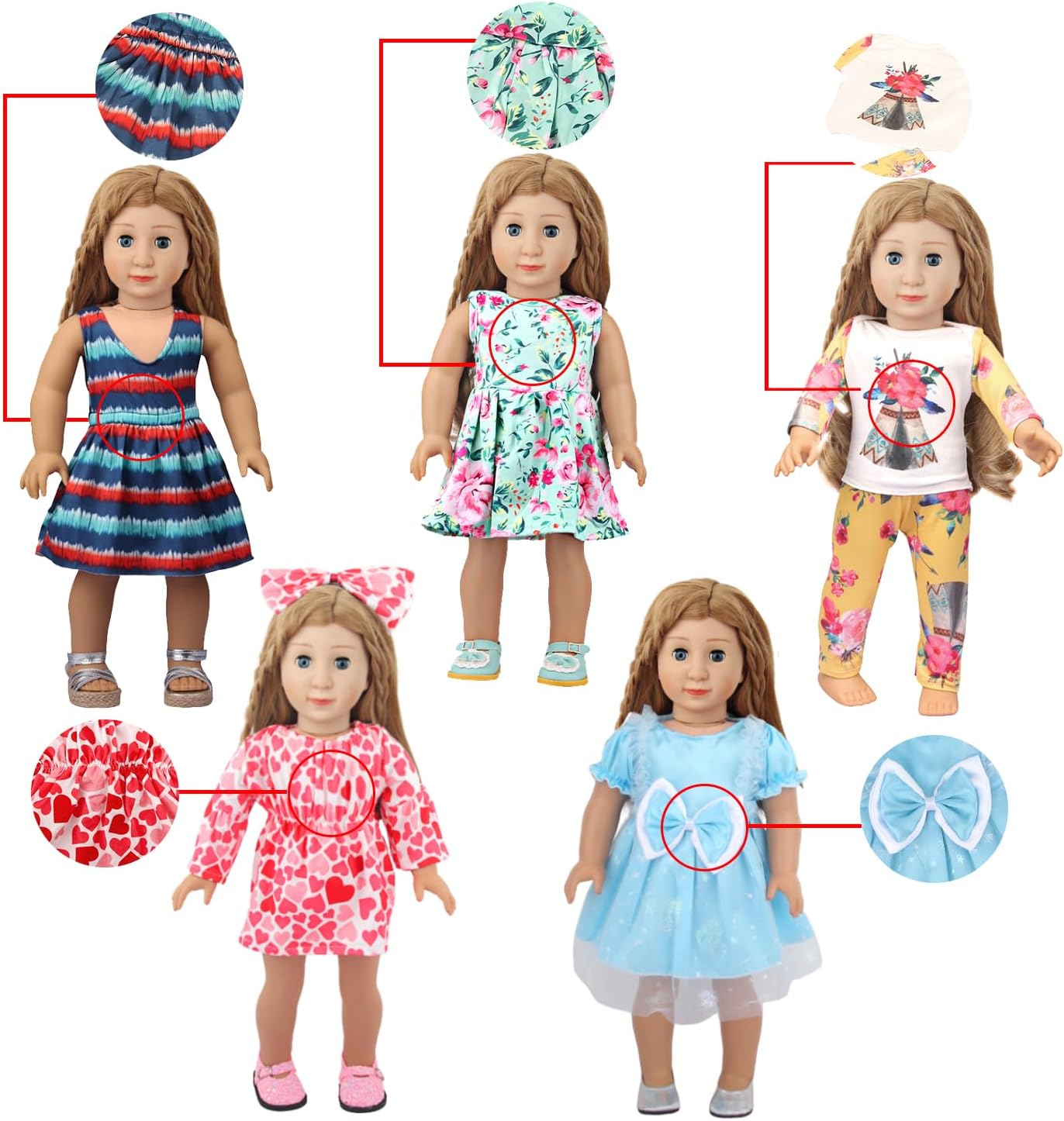 10 juegos de ropa de muñeca americana de 18 pulgadas, incluyendo 10 trajes de vestir para muñecas americanas, muñecas recién nacidas, regalos para