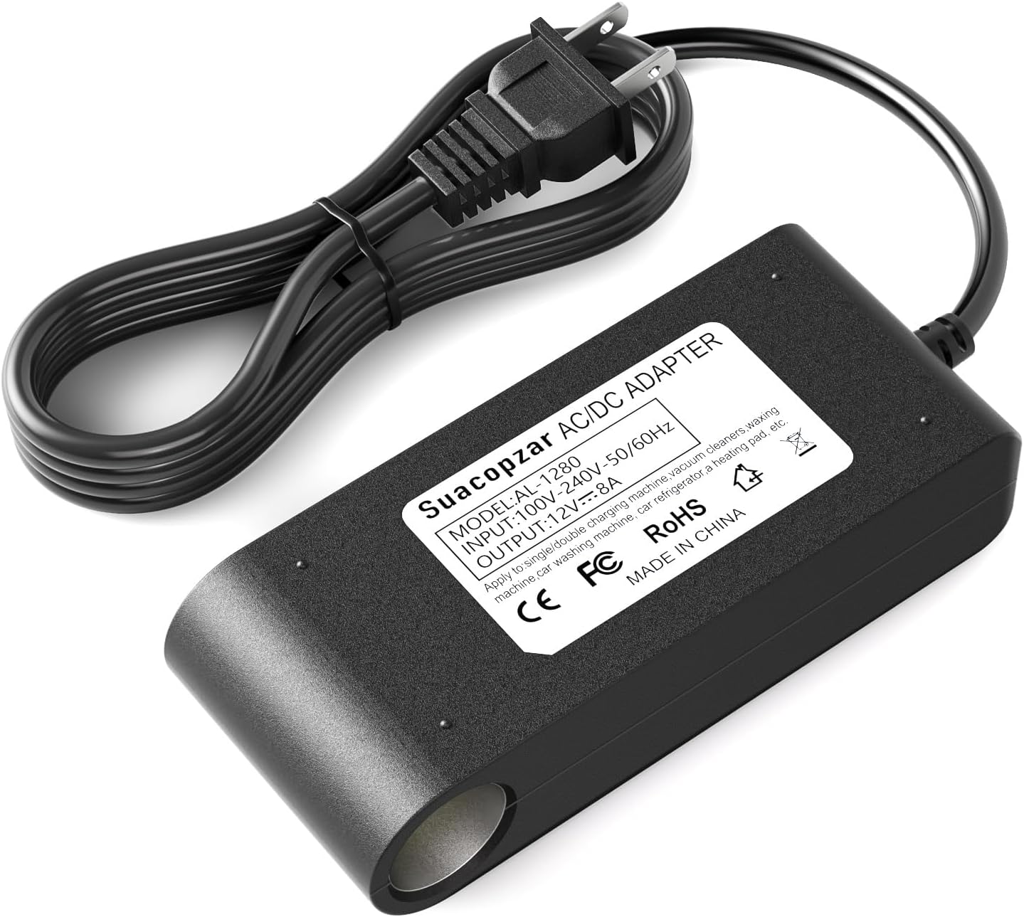Adaptador de corriente de CA a CC de 12 V, 8 A, 96 W, 110  240 V CA a 12 V CC, convertidor de enchufe de encendedor de cigarrillos, convertidor de