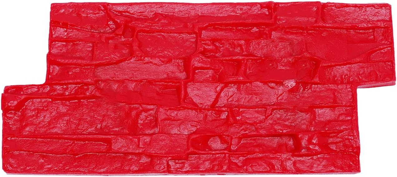 KONKENIE Sellos de hormigón de poliuretano grande Esteras de textura de piedra Herramienta de estampado Impresión de cemento rojo (15.7 * 7.9 in)