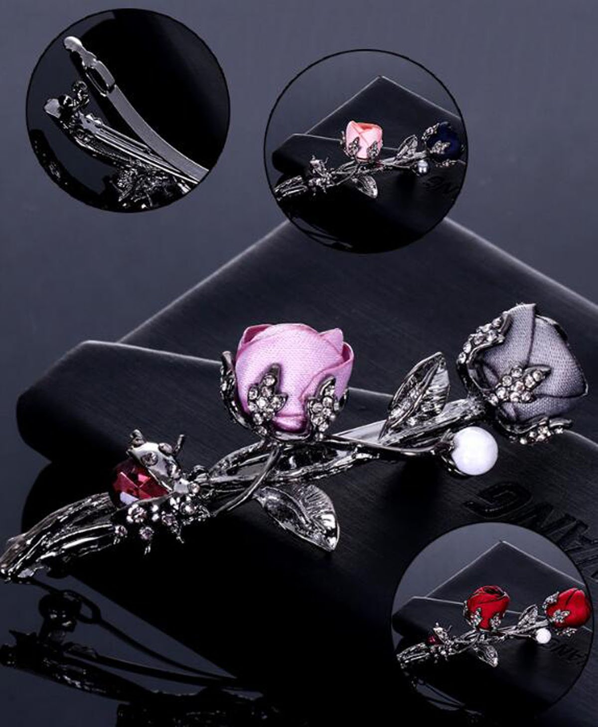 Pinzas para el pelo de novia elegantes de rosas para mujer, accesorios para el cabello, tocado para novias, tocado, estilo flor rosa, pasadores,