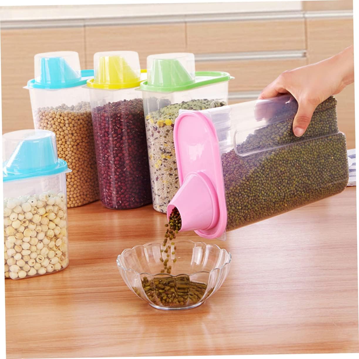 NOLITOY Tarro de almacenamiento de despensa de 3 piezas contenedor de almacenamiento de alimentos para mascotas, almacenamiento de nueces de cocina,