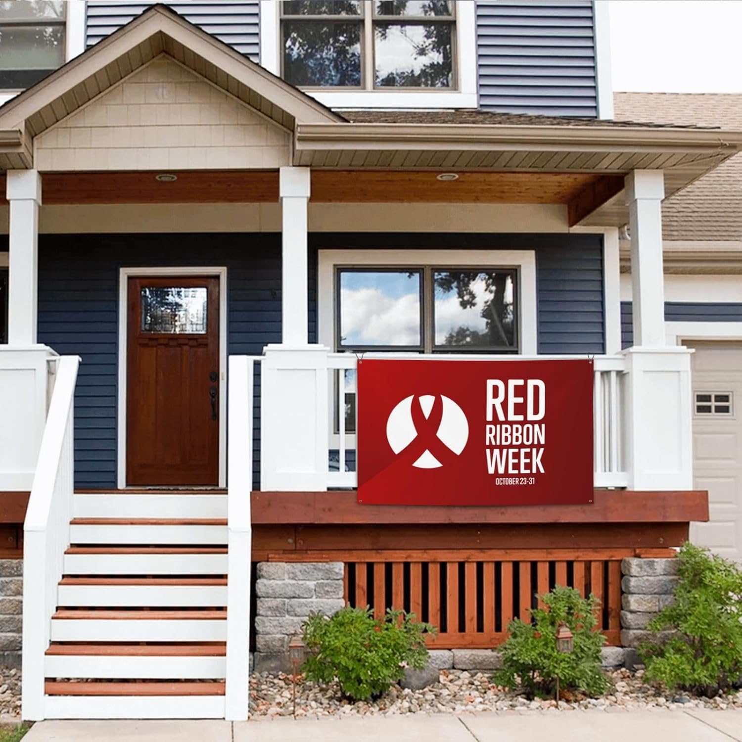 Cartel de fondo con texto en inglés “I Wear Red Ribbon Week Awareness Week Week Awareness Banner” para decoración de vacaciones, fondo de cabina de