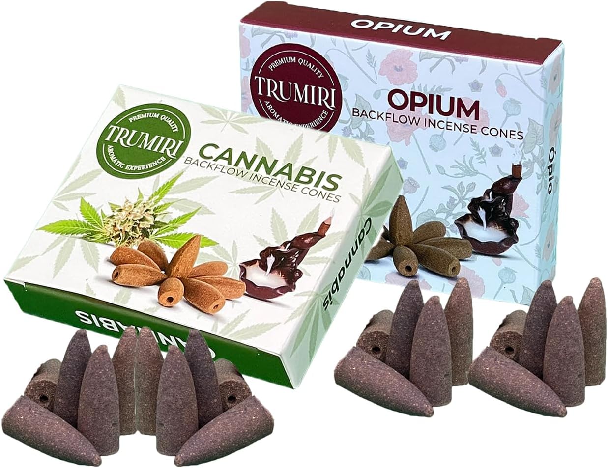 Conos de incienso de reflujo  Paquete combinado de 20 conos de incienso en cascada  10 opio + 10 cannabis  Conos de incienso de reflujo  Conos de