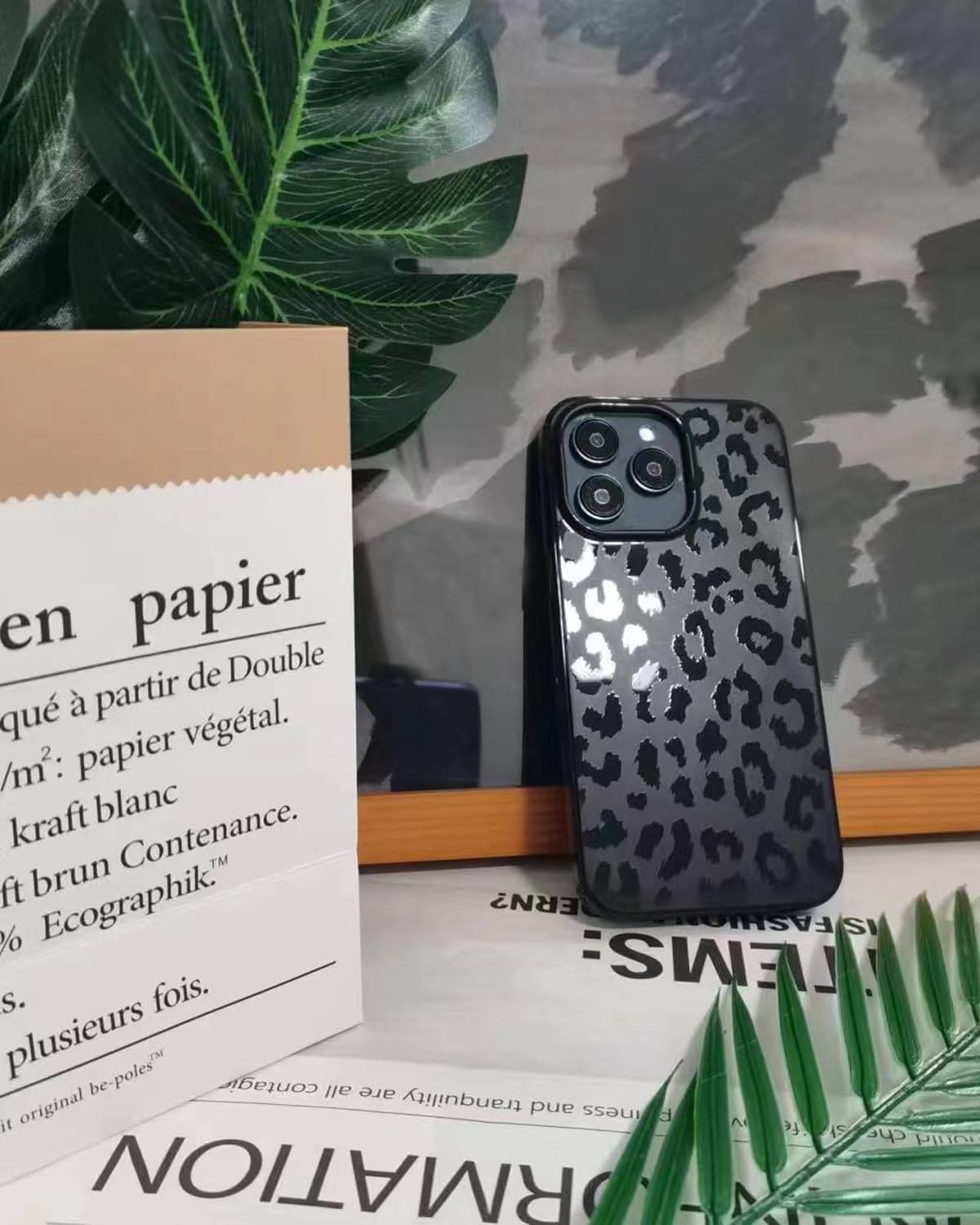 SCORPIFY Funda para iPhone 15 Pro Max con diseño de leopardo negro, compatible con MagSafe, bonita funda magnética con estampado de guepardo para