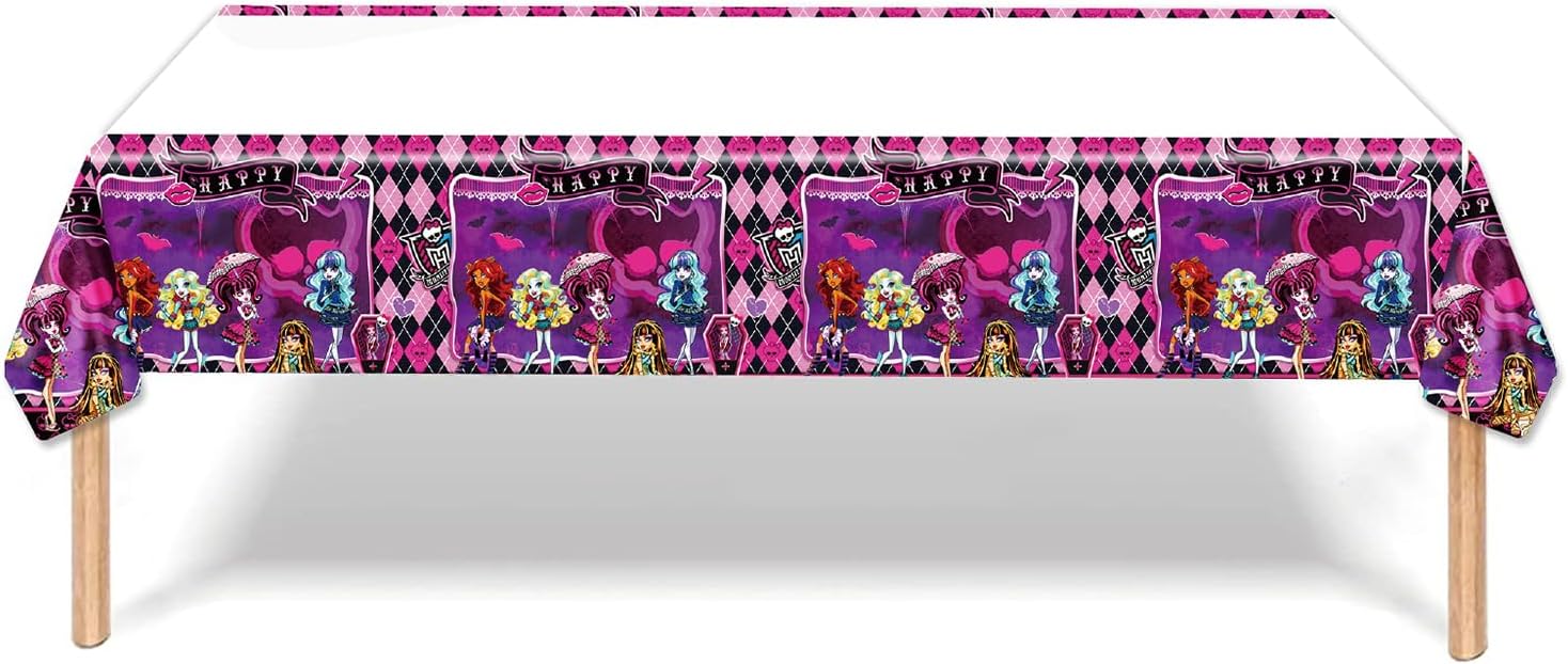 CHAMPBULL Paquete de 2 manteles desechables de Monster High para fiestas de cumpleaños, suministros y decoraciones para mesas rectangulares Monster