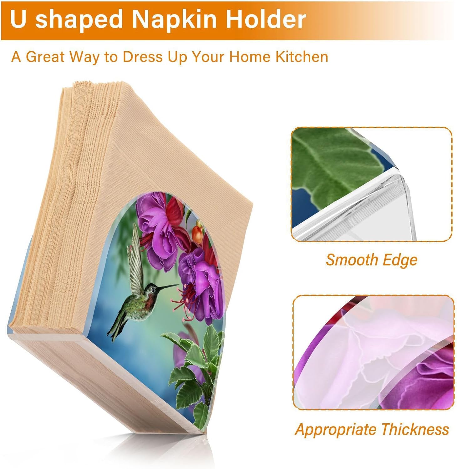 Servilleteros de acrílico transparente para mesas de colibríes, dispensador de servilletas de pie para cocina, mesa de comedor, dispensador de papel