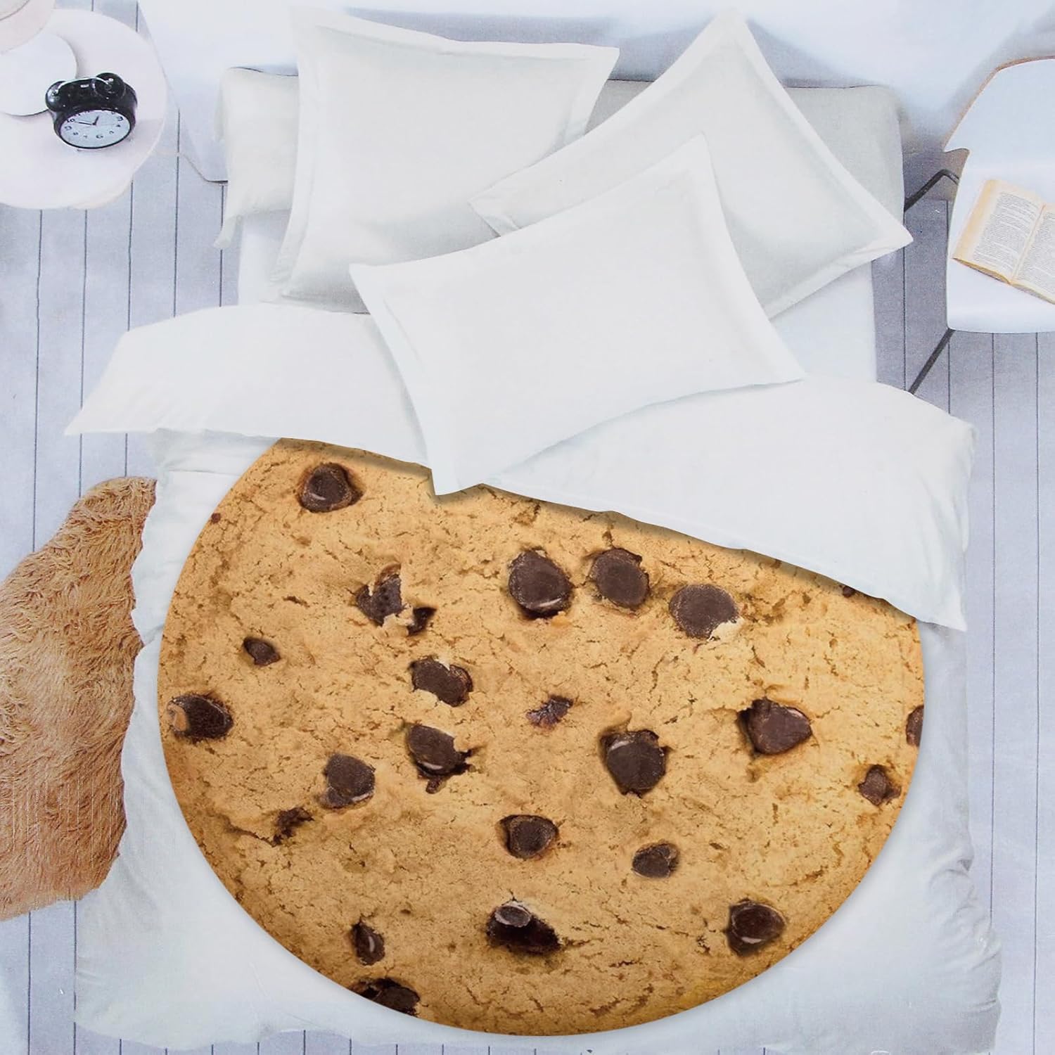 Manta de galletas para adultos y niños, suave y cómoda manta redonda de franela novedosa para ropa de cama, manta gigante de comida para regalos