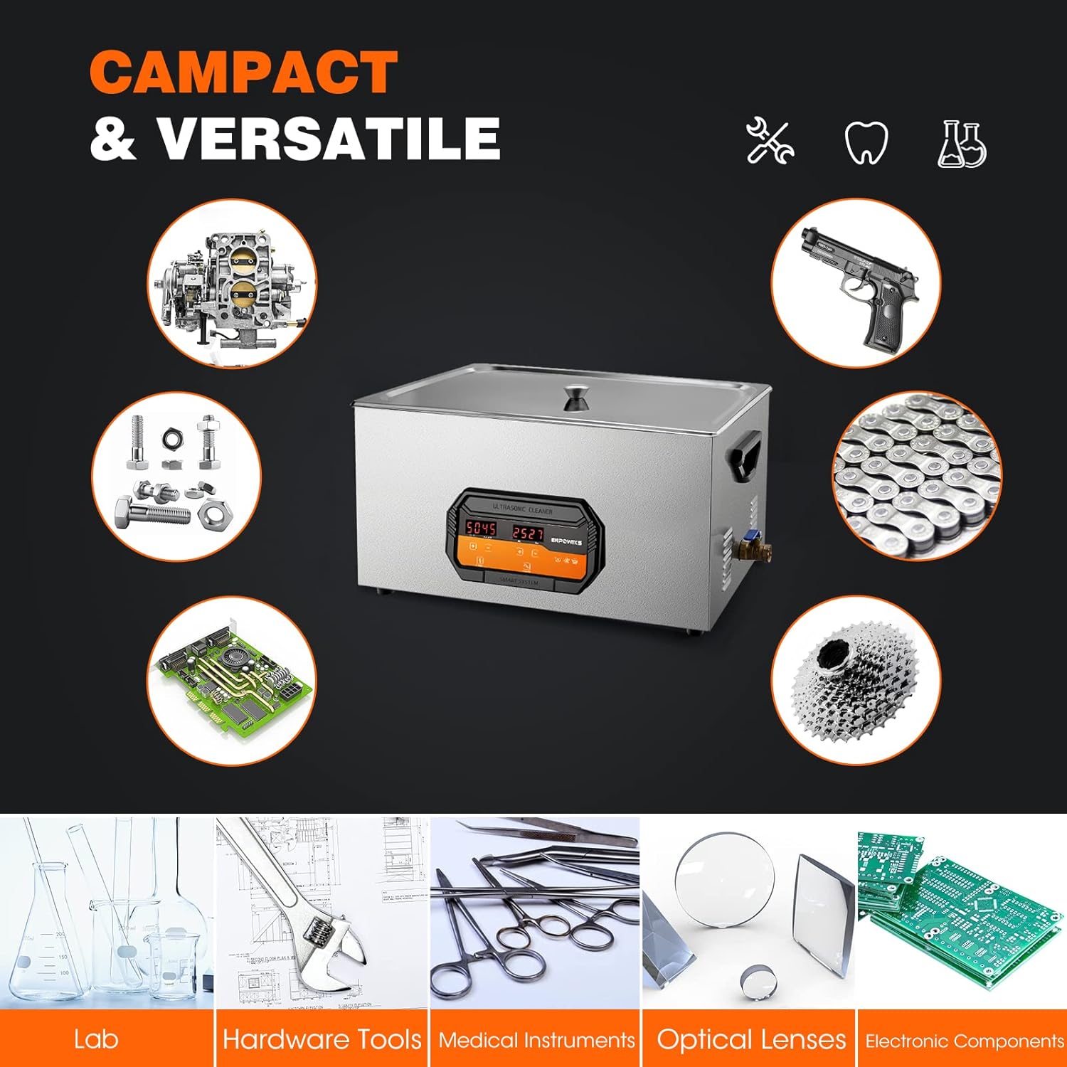 Limpiador ultrasónico profesional de 30L, 600W limpiador ultrasónico de piezas con temporizador de calentador, máquina de limpieza ultrasónica de 40