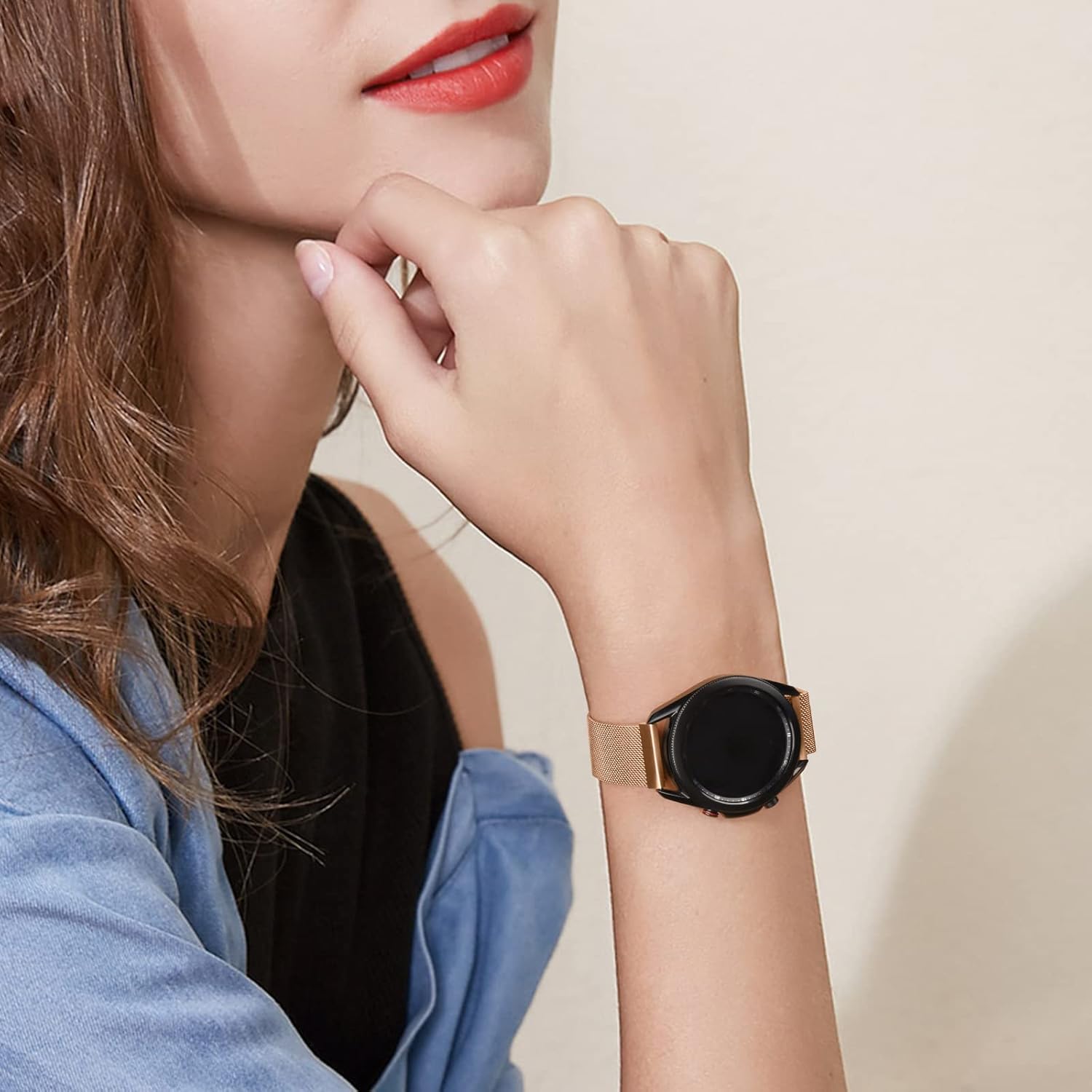 Amzpas Correa de reloj de metal de liberación rápida de 0.787 in 0.866 in, correa de reloj de acero inoxidable, correa de repuesto magnética de