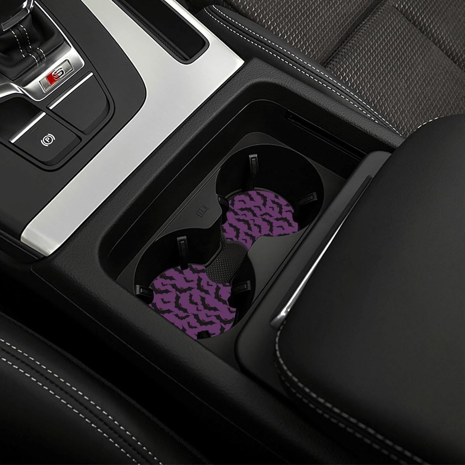 Portavasos de automóvil de murciélago de Halloween para mujeres y hombres, tapete decorativo absorbente de goma para taza de automóvil con parte