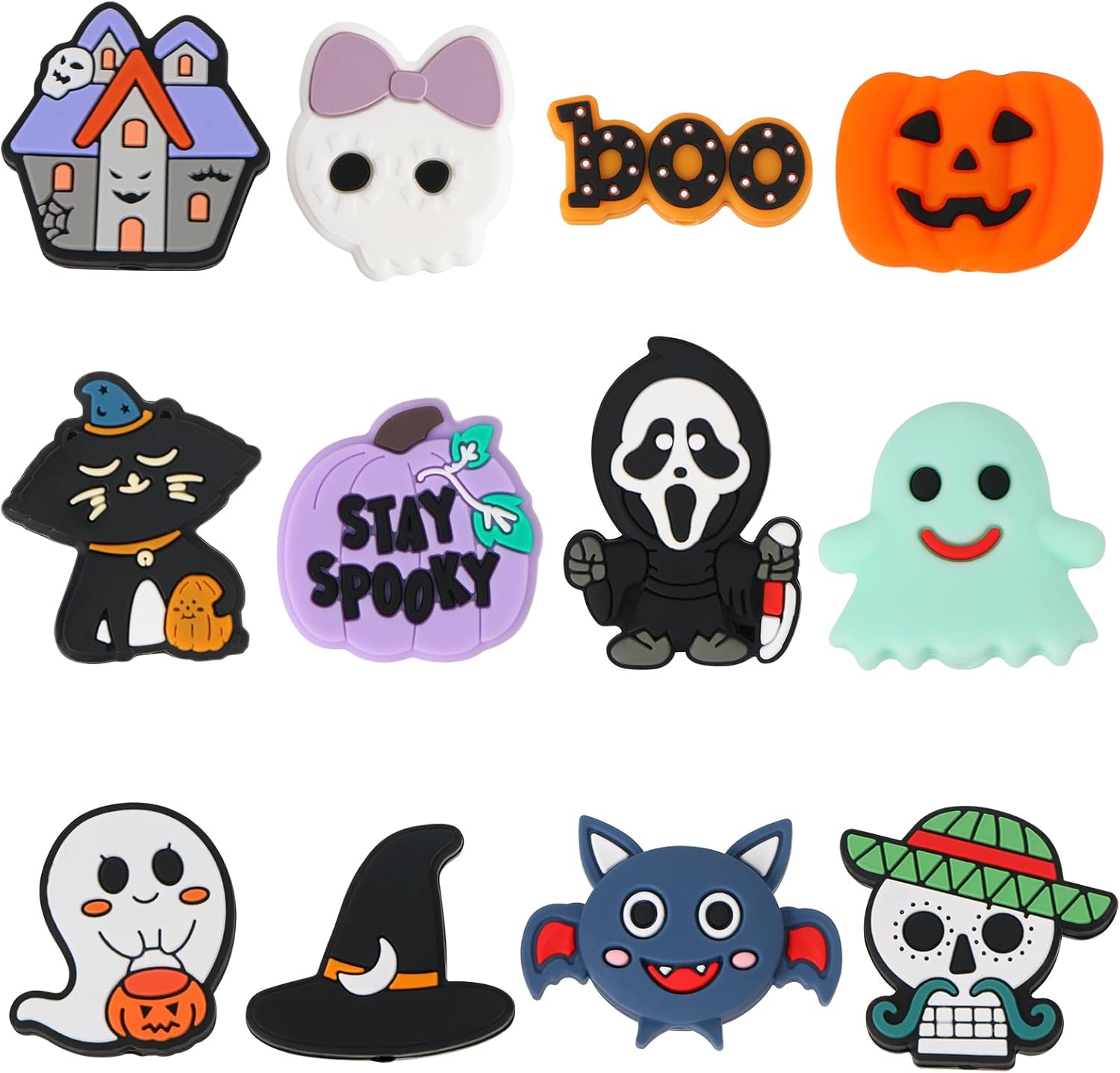 12 cuentas focales de silicona para Halloween, cuentas de silicona de Halloween para llaveros, fabricación de joyas, cuentas focales de Halloween