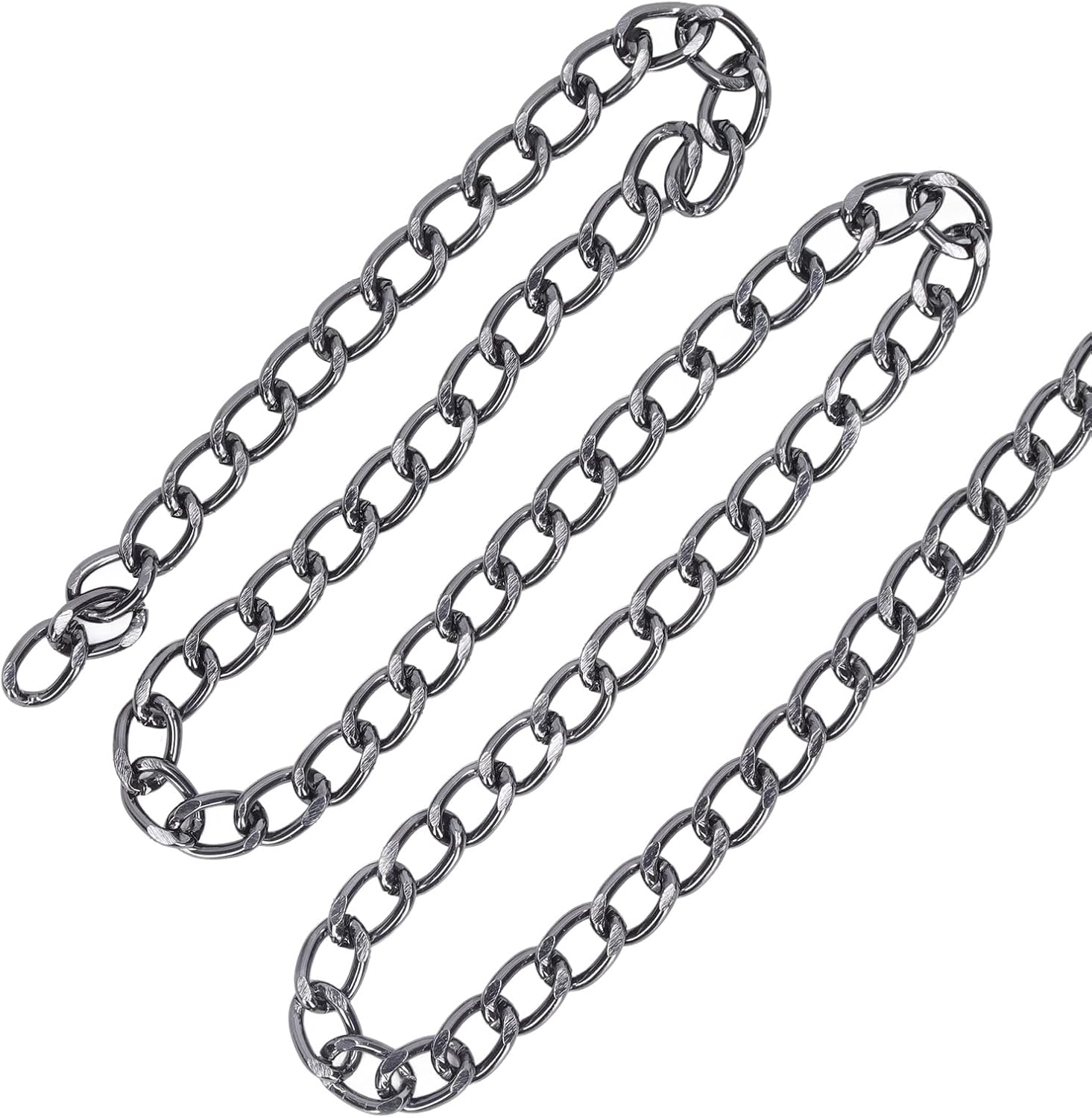 TOPINCN Cadena de eslabones de aluminio negro para la fabricación de joyas, cadena de eslabones de metal, suministros para collares, pulseras,