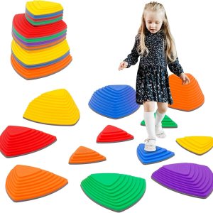 Juego de 12 piedras antideslizantes para niños, bloques de equilibrio para interiores y exteriores, pista de obstáculos, equipo de fitness para Juego de 12 piedras antideslizantes para niños, bloques de equilibrio para interiores y exteriores, pista de obstáculos, equipo de fitness para