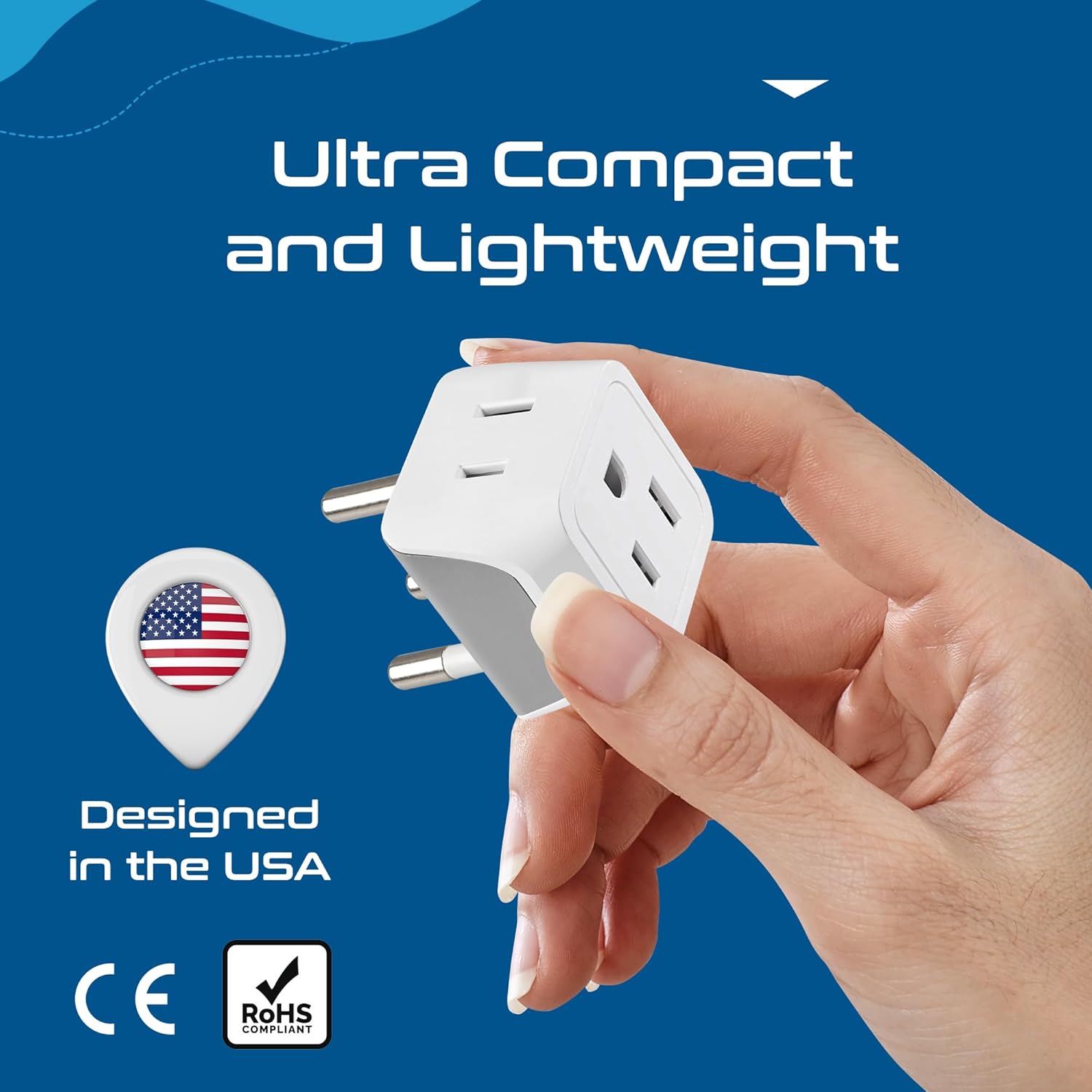 Ceptics – Adaptador de viaje para Tailandia con entrada dual de Estados Unidos (Tipo O), ultra compacto, paquete de 3, conexión a tierra segura,