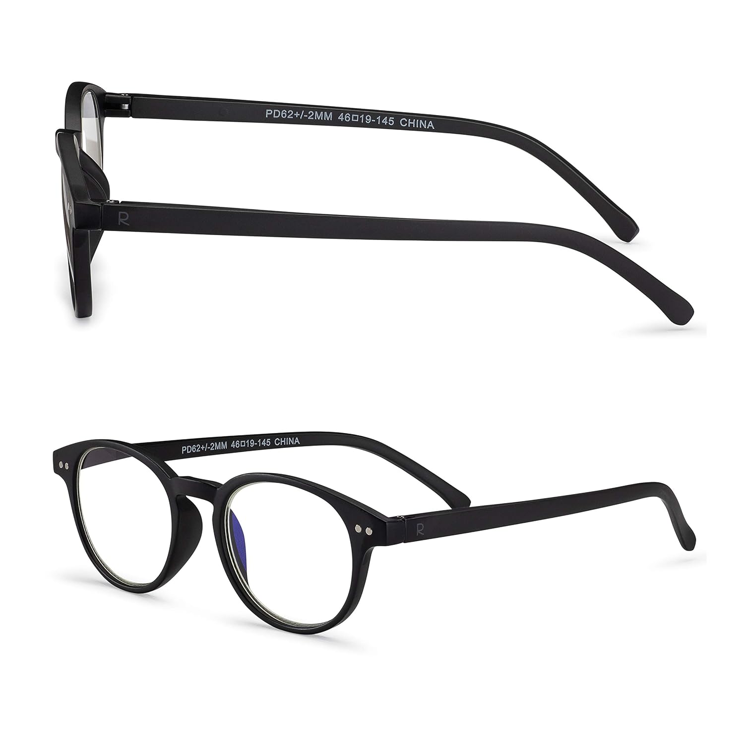 Readerest Lentes de lectura redondos con bloqueo de luz azul (negro, aumento de 2.50), a la moda, para hombres y mujeres, antirreflejos, antifatiga