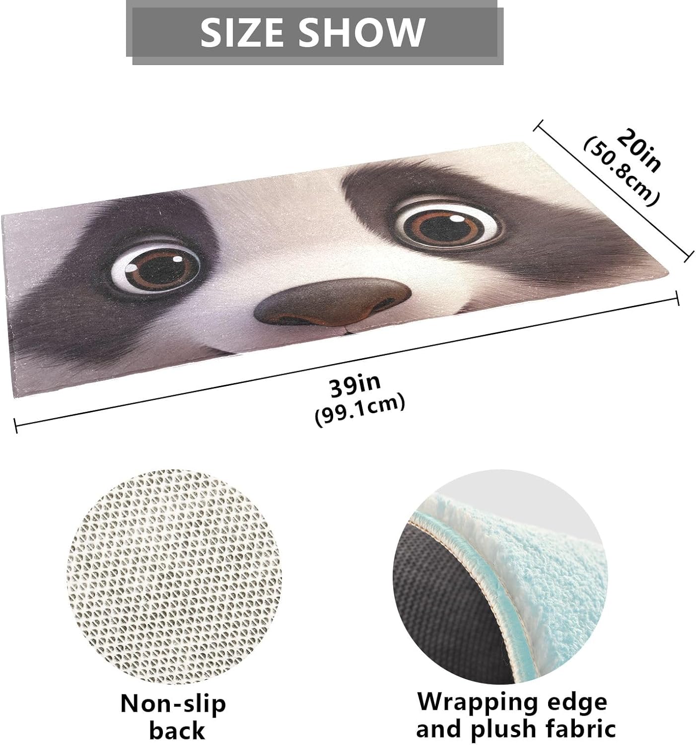 Joisal Lindas alfombras de baño absorbentes con cara de panda, cómoda y antideslizante, alfombra suave y duradera, 39 x 20 pulgadas