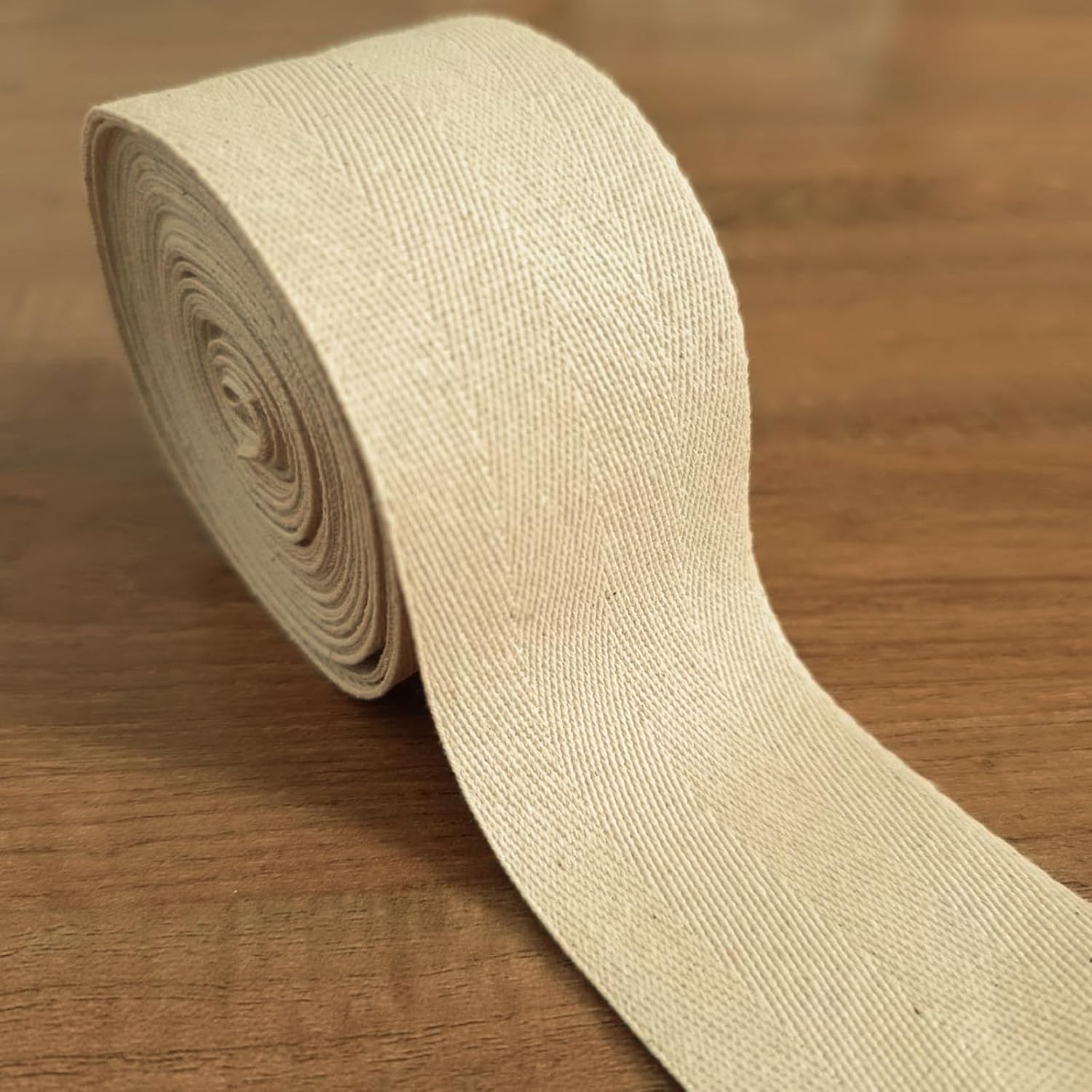Cinta de sarga de algodón de 2 pulgadas x 5 yardas, cinta de espiga de espiga de color beige natural, cinta, encuadernación ideal para correa,