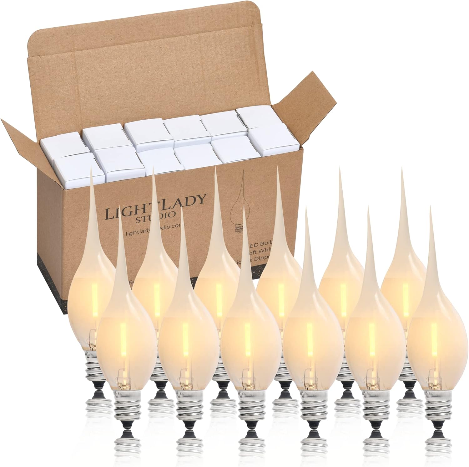 Bombillas LED de vela sumergidas de silicona, color blanco brillante, bombillas LED de silicona para velas, 12 unidades, 7 vatios, equivalente a