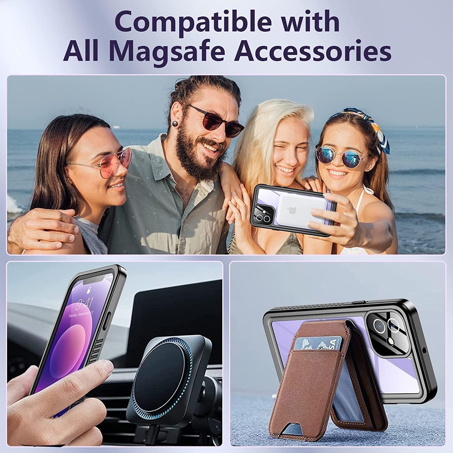 Temdan Funda impermeable para iPhone 12, protector de pantalla de vidrio templado 9H integrado Real 360 IP68 bajo el agua protección de grado