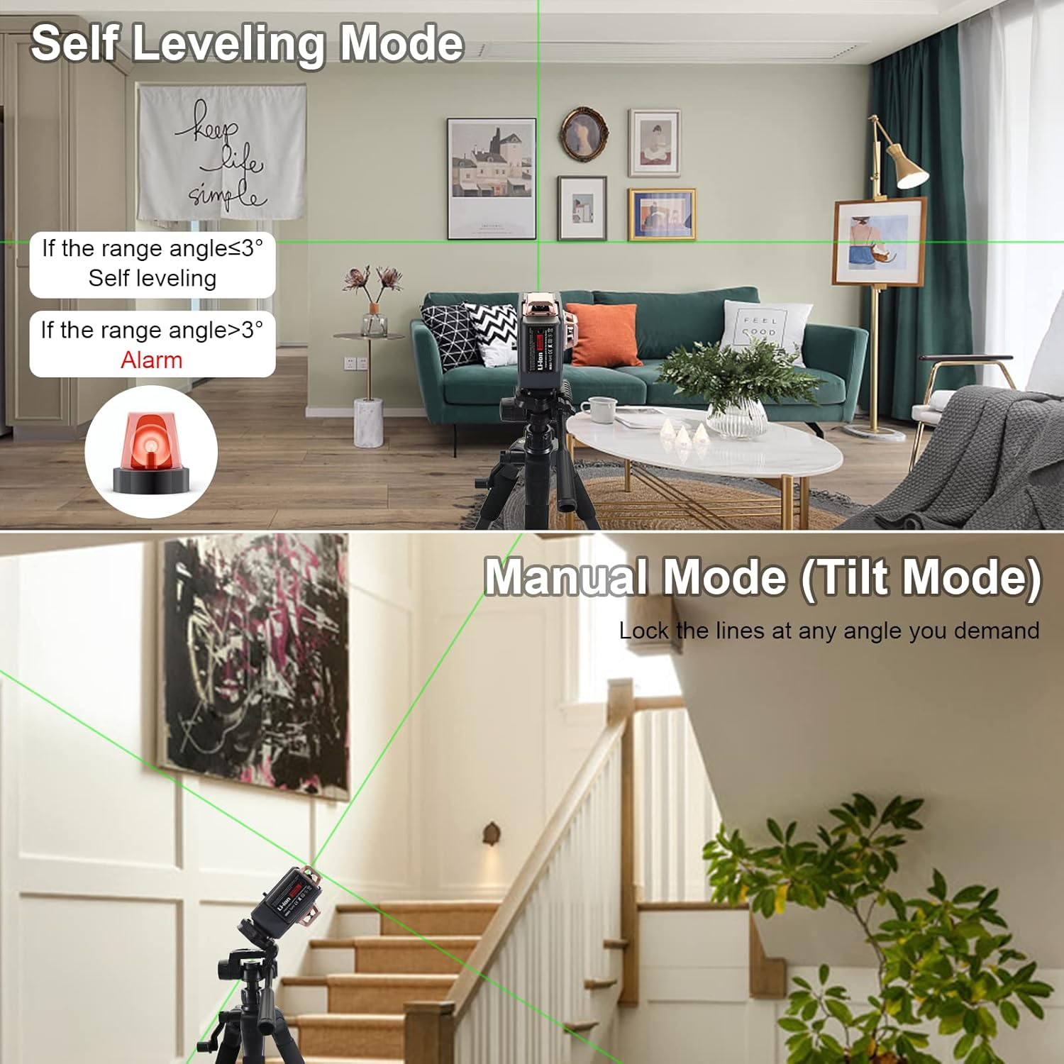 3 niveles láser 360, láser de línea 3D Fancyall con control remoto, nivel láser autonivelante cruzado, línea láser verde horizontal y vertical,