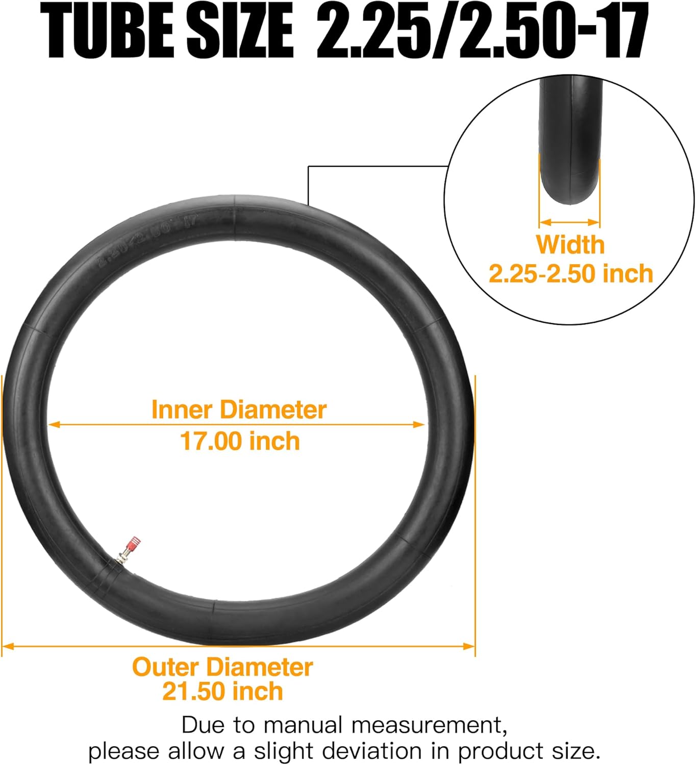FVRITO Tubo interior 2.252.50-17 70100-17 para C70 C100 C102 CL70 CA100 CA200 CM91 P50 CL70 PA50 CR80R CR85R 81 puch CT90 Trail S65 RM88 5 TS50 KX85