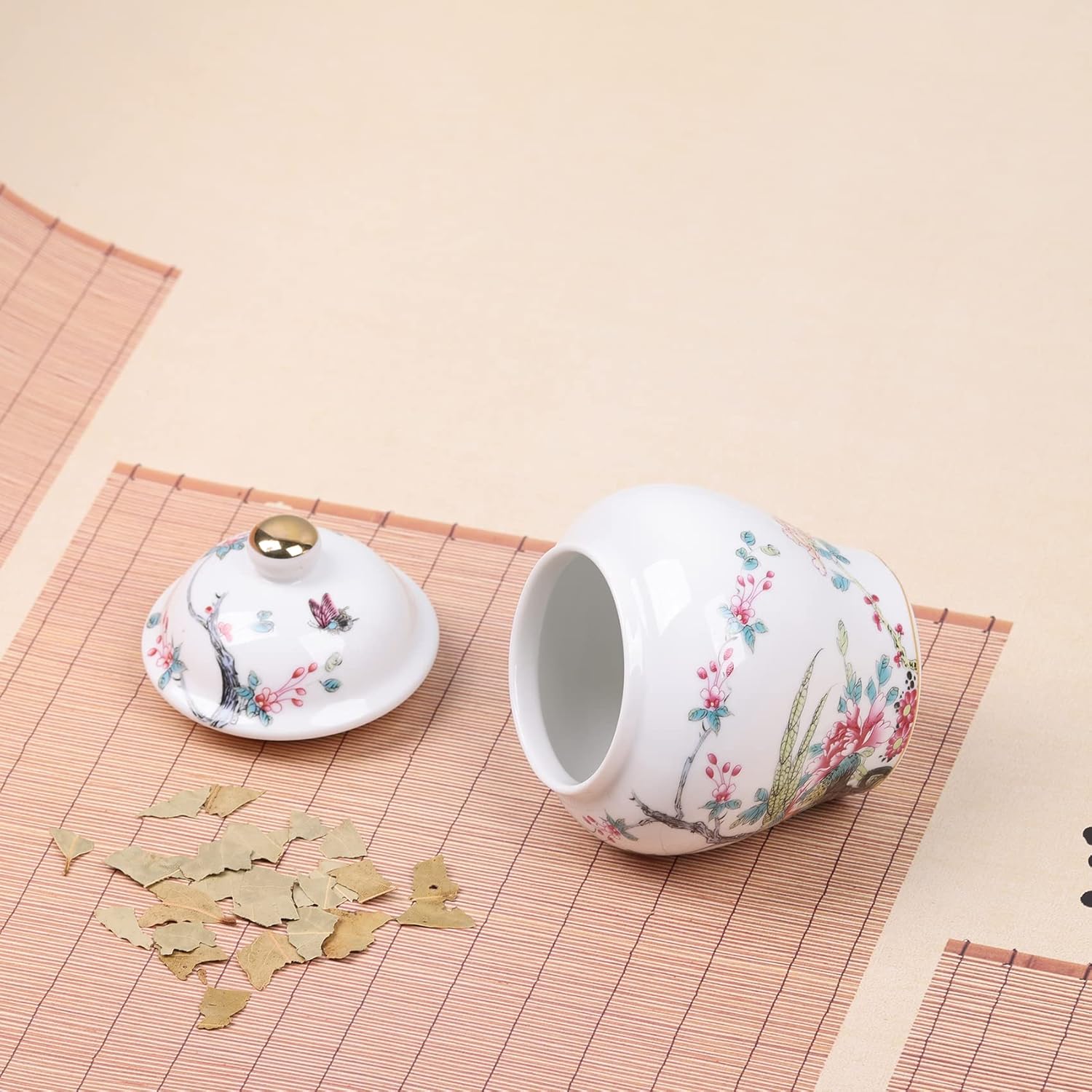 XINGYAN Chinoiserie – Mini tarros de cerámica de porcelana azul y blanca con tapa, estilo chino antiguo, estilo oriental, tarros decorativos y de