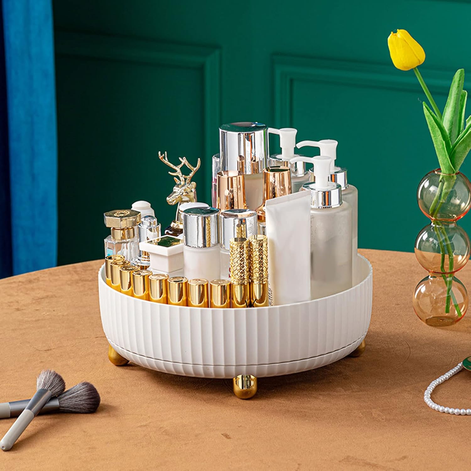 Lazy Susan – Organizador giratorio de gran capacidad, organizador de perfumes de maquillaje de gran capacidad, almacenamiento de escritorio