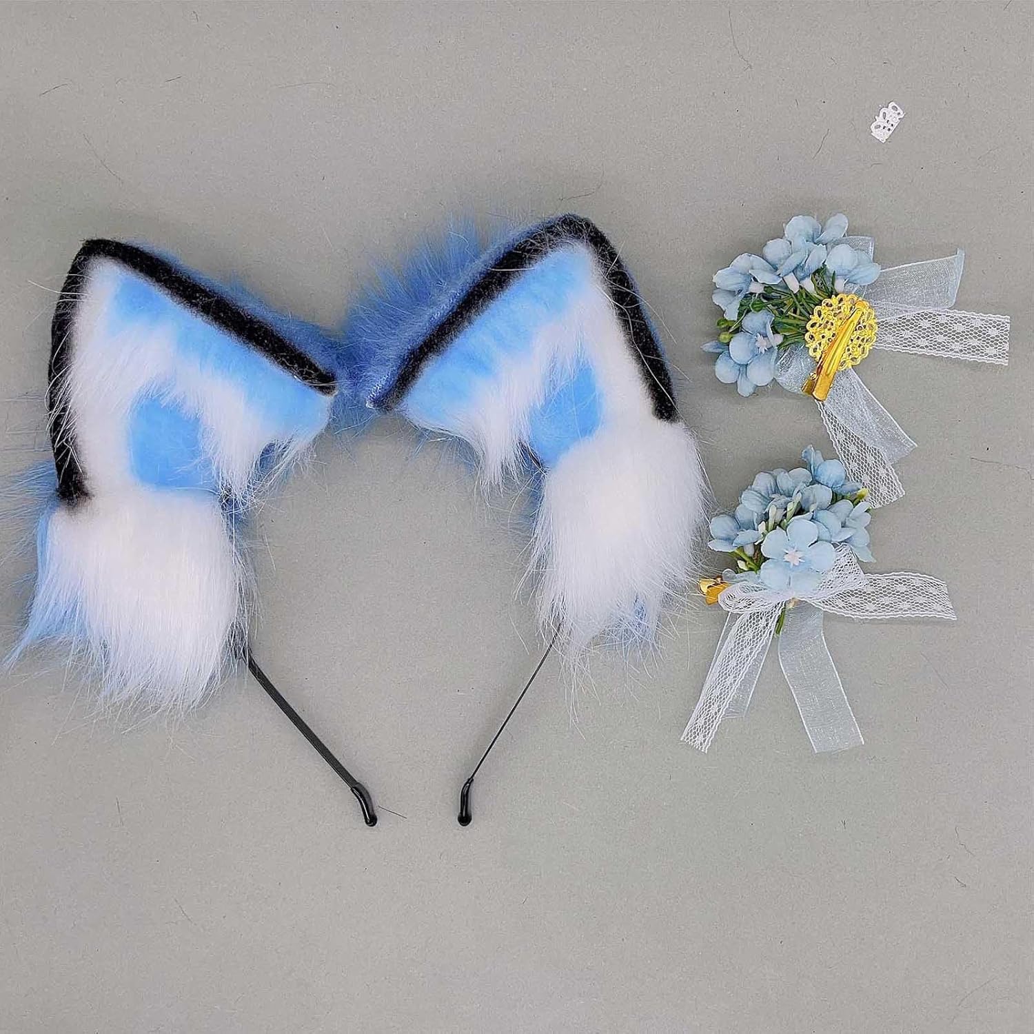 KYC Orejas de animales Kawaii de peluche con orejas de gato para el cabello, tocado para Halloween o cosplay