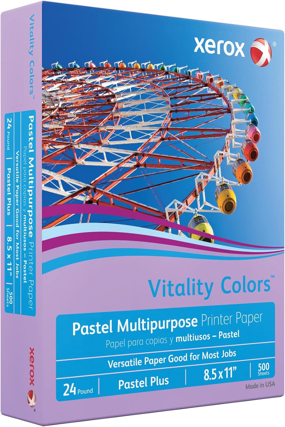 Xerox Vitality Colors Pastel Plus Color Impresora multiusos y papel de copia, lila, letra (8.5 x 11 pulgadas), 500 hojas por Rea