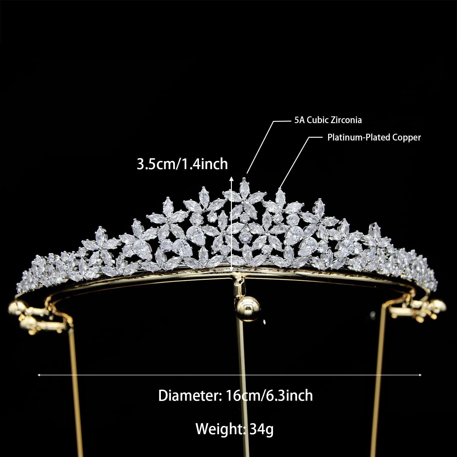 Tiaras de boda pequeñas brillantes para mujer, corona de quinceañera de circonita cúbica, tiara de 16 tiaras, diadema dorada, tocados de cristal,