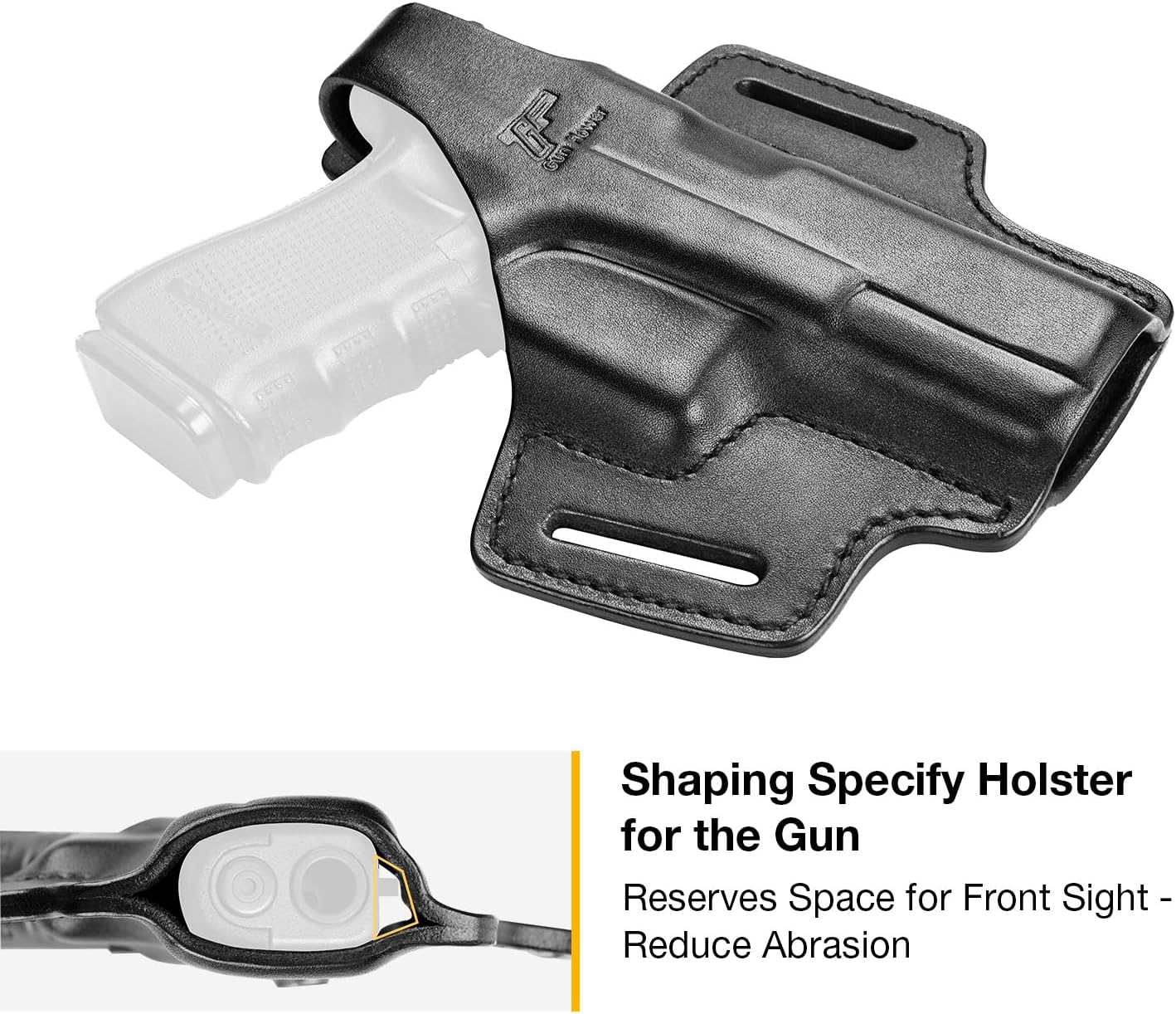 OWB – Funda de pulgar para Colt 1911 y 1911 5 pulgadas, Glock 17 19 19 x 22 23 31 32 45Taurus G2C G3C, PT111 PT140. Funda de cuero de grano completo