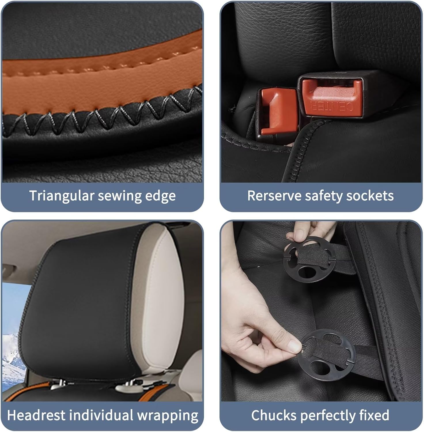 AOMSAZTO Cojín de asiento de automóvil para Mazda CX-9 2009-2021, funda de asiento delantero transpirable de lujo, impermeable, de piel sintética,