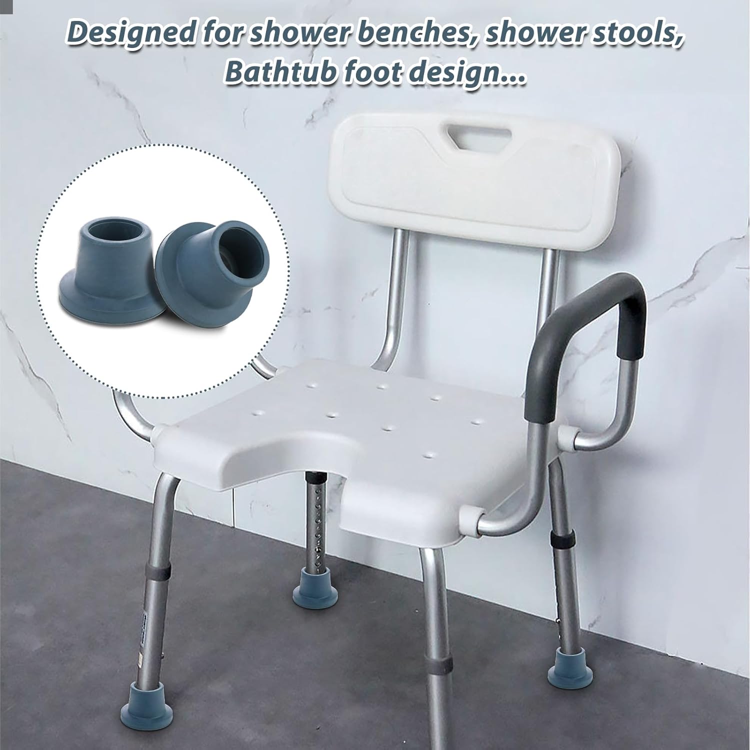 4 pies de goma para silla de ducha de 1-18 pulgadas, puntas de goma de repuesto para asiento de ducha antideslizante, silla de ducha, ventosa de