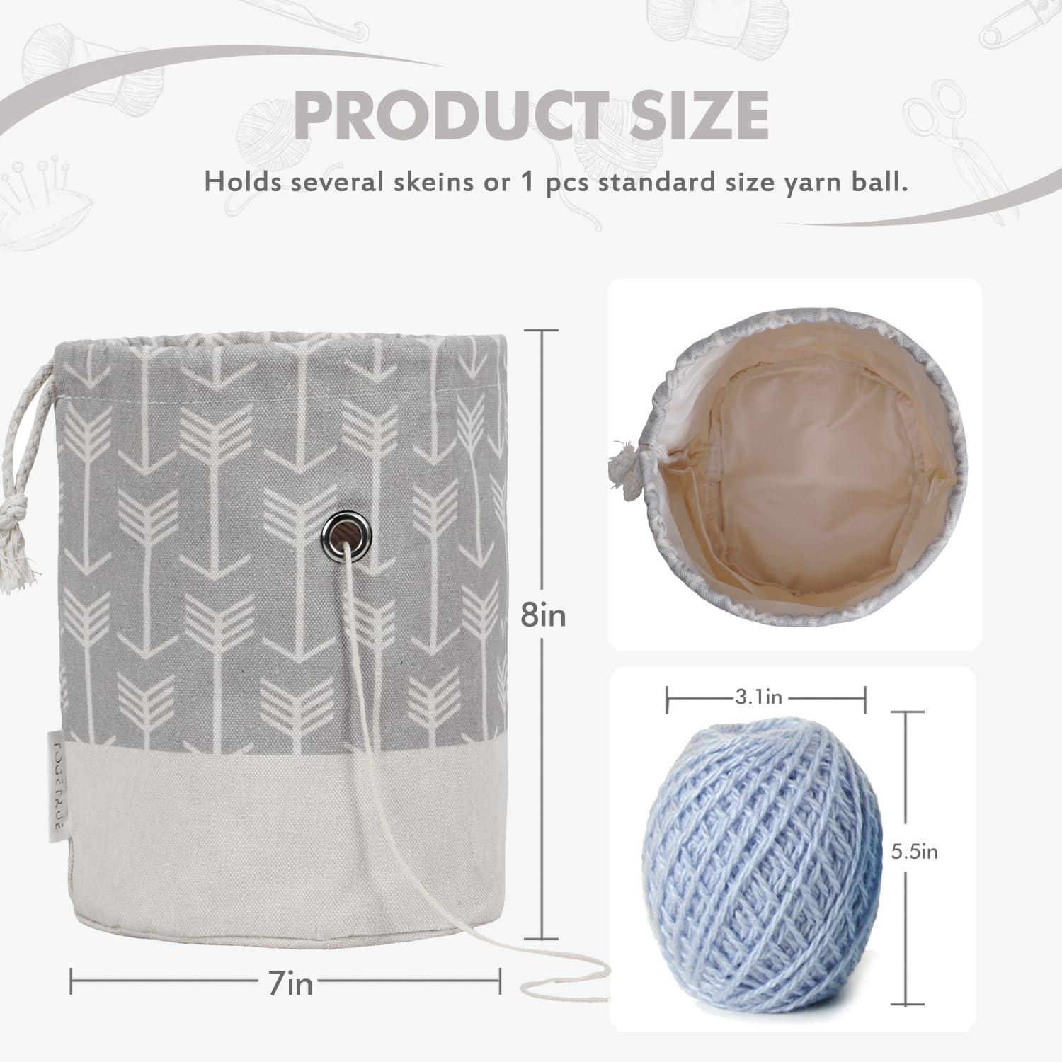 Bolsa de hilo, pequeña bolsa de ganchillo para tejer, organizador de bolsas de almacenamiento de hilo portátil para proyectos de ganchillo,