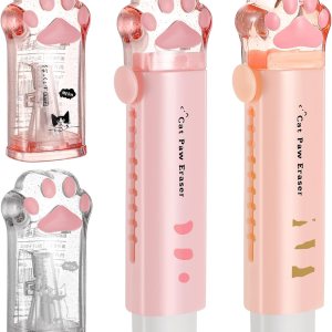 4 piezas de material escolar Kawaii de pata de gato, lindo sacapuntas de pata de gato y borrador retráctil en forma de pata de gato, sacapuntas 4 piezas de material escolar Kawaii de pata de gato, lindo sacapuntas de pata de gato y borrador retráctil en forma de pata de gato, sacapuntas