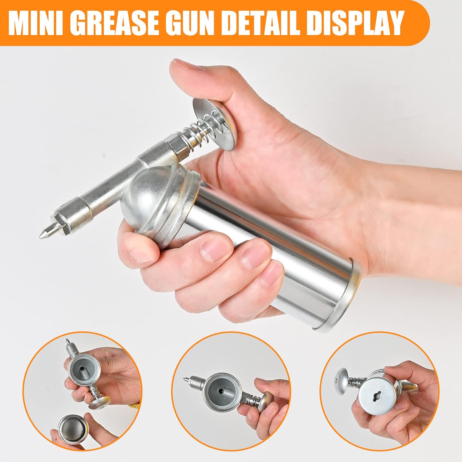 Mini pistola de grasa para bicicleta, portátil, multiusos, presión de salida de 1000 PSI y capacidad de 80 C.C., boquilla de aguja para engrasar BB,