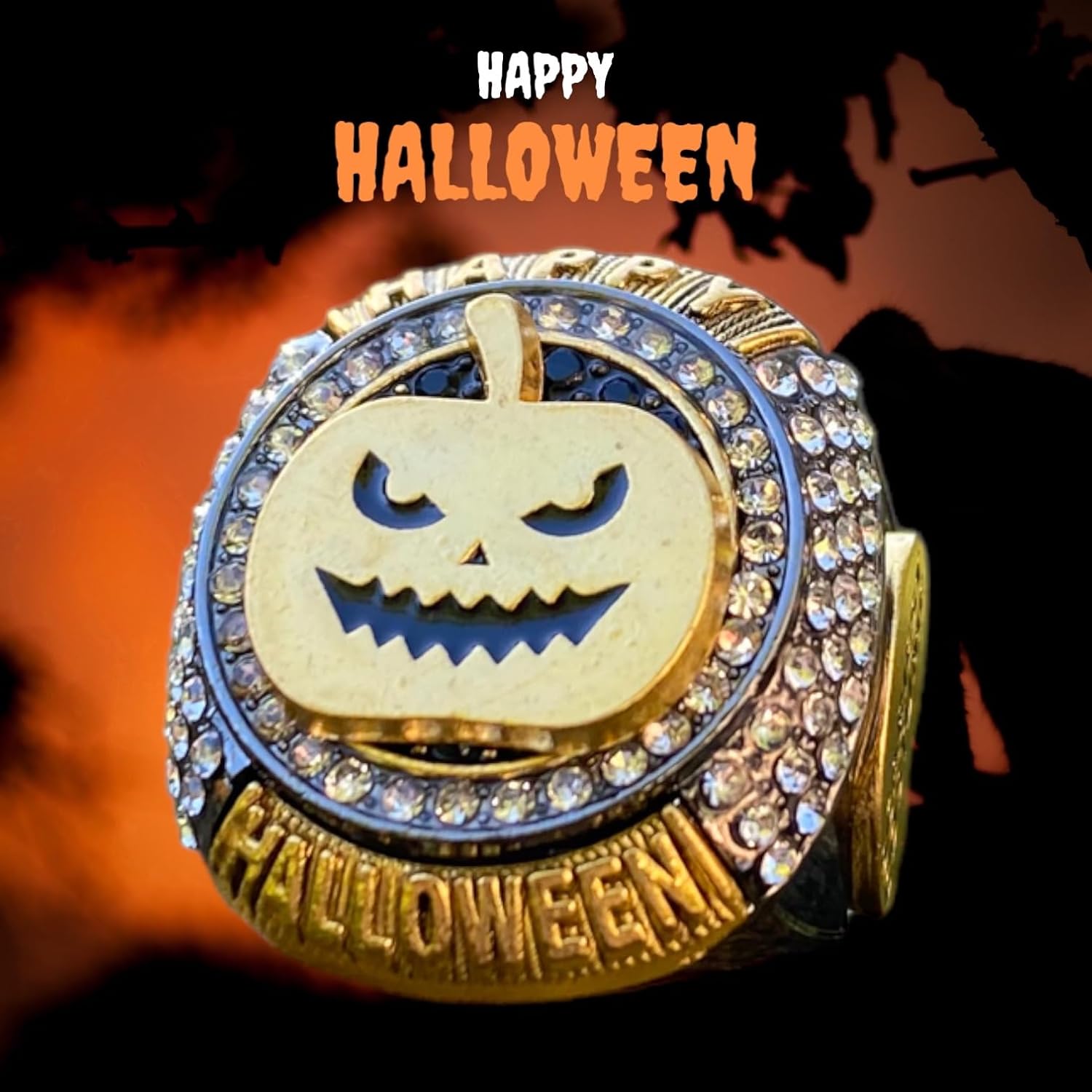 Juego de anillos de trofeo de campeonato de Halloween para el más aterrador, el mejor y más divertido y lindo concurso de disfraces, medalla de