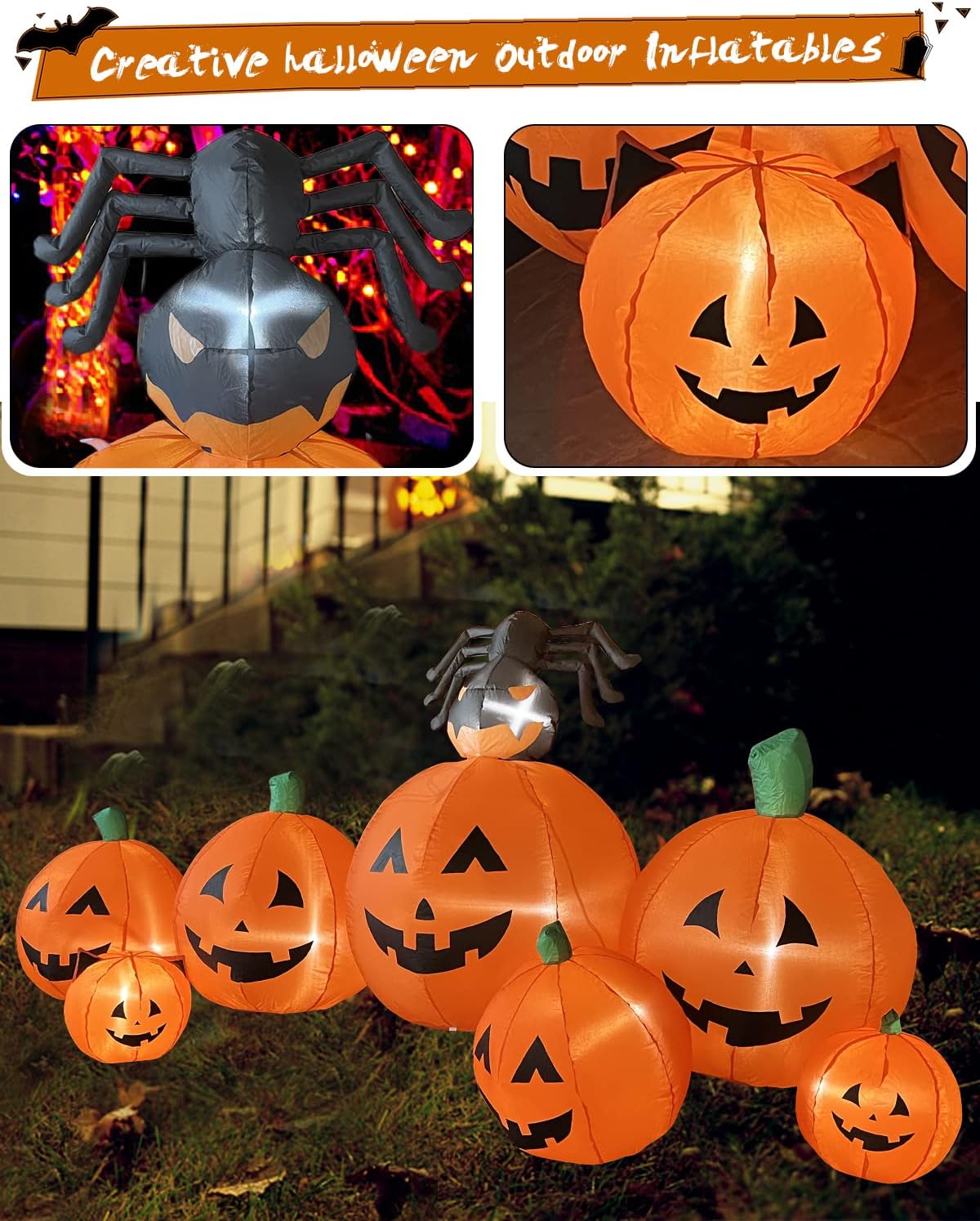 Inflables de Halloween, calabaza, gato, araña, OVIFM de 8 pies, decoraciones inflables grandes de Halloween para exteriores, decoración de patio